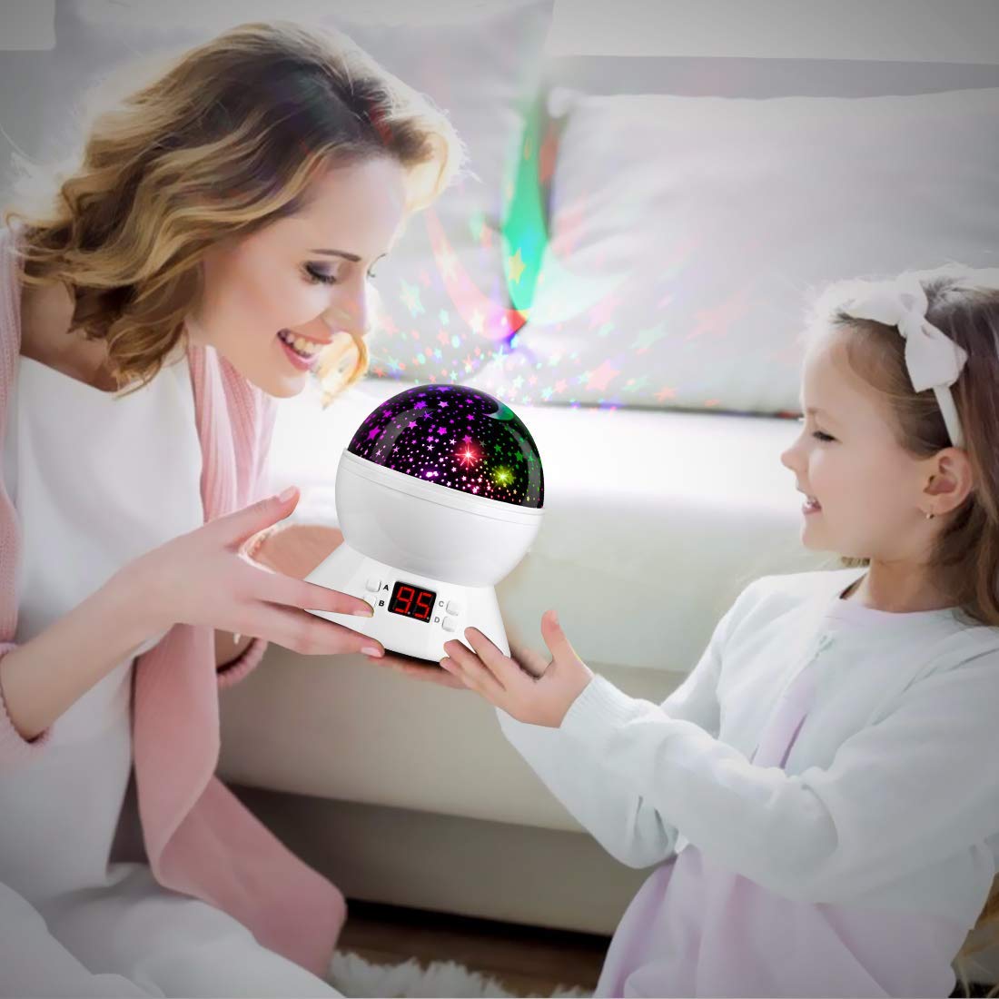 Kids Star Projector Night Light, Star Night Light Projector for Kids, Ceiling Stars Projection Lamp with Timer, 360° Rotating Night Light for Bedroom, Birthday Gift for 3 4 5 Year Old Girls Boys
