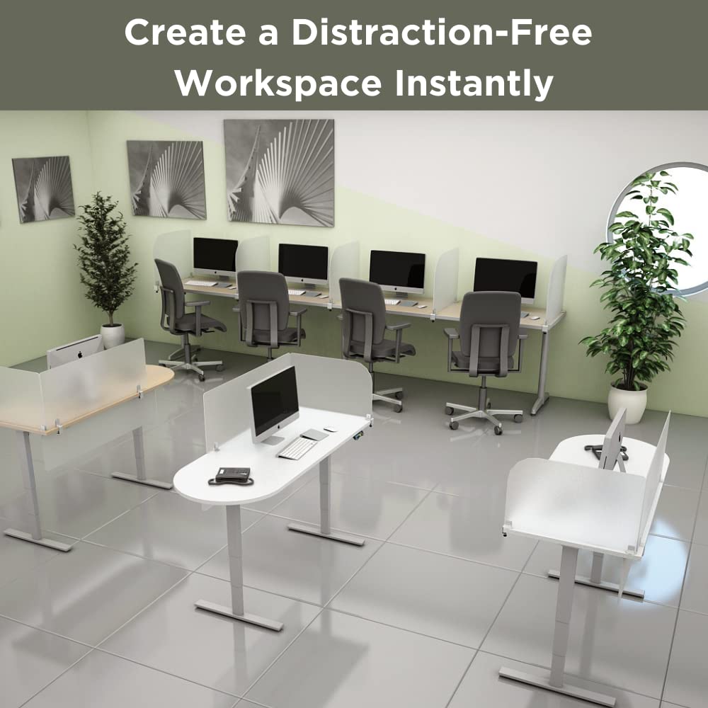Desk Divider for Students and Desk Privacy Panel. Office Partitions and Ideal Cubicle Light Shield. Frosted Acrylic Clamp-on Desk Partition - 29” W x 18”H Divider