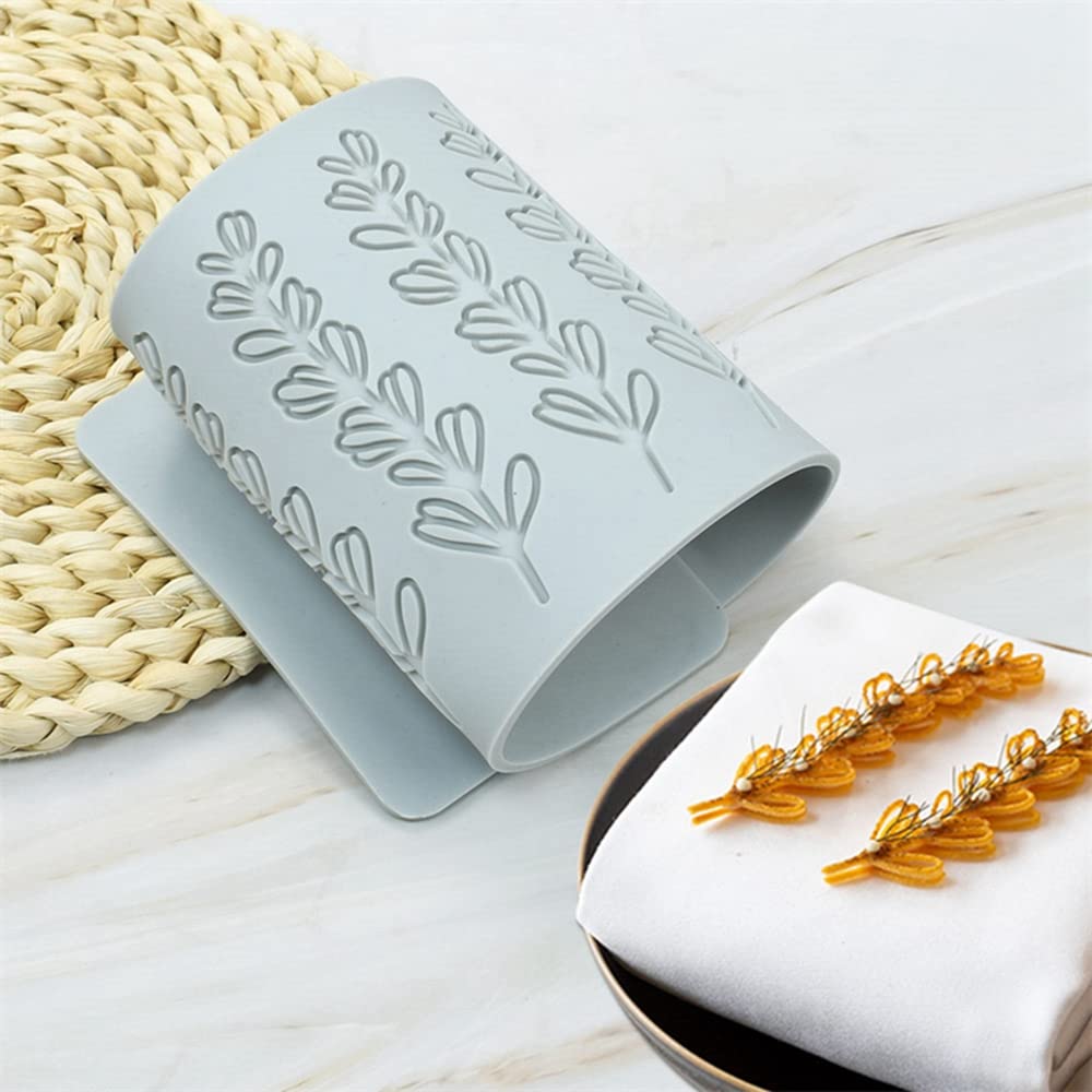 TUKE 3D Hollow Lace Fondant Molds Fruits Leaf Shape Lace Mat Party Cake Decoration Tool Cupcake Mat Silicone Molds for Polymer Clay Chocolate Baking Gummy Mould (Leaf_12x4.4x0.16inch_N)