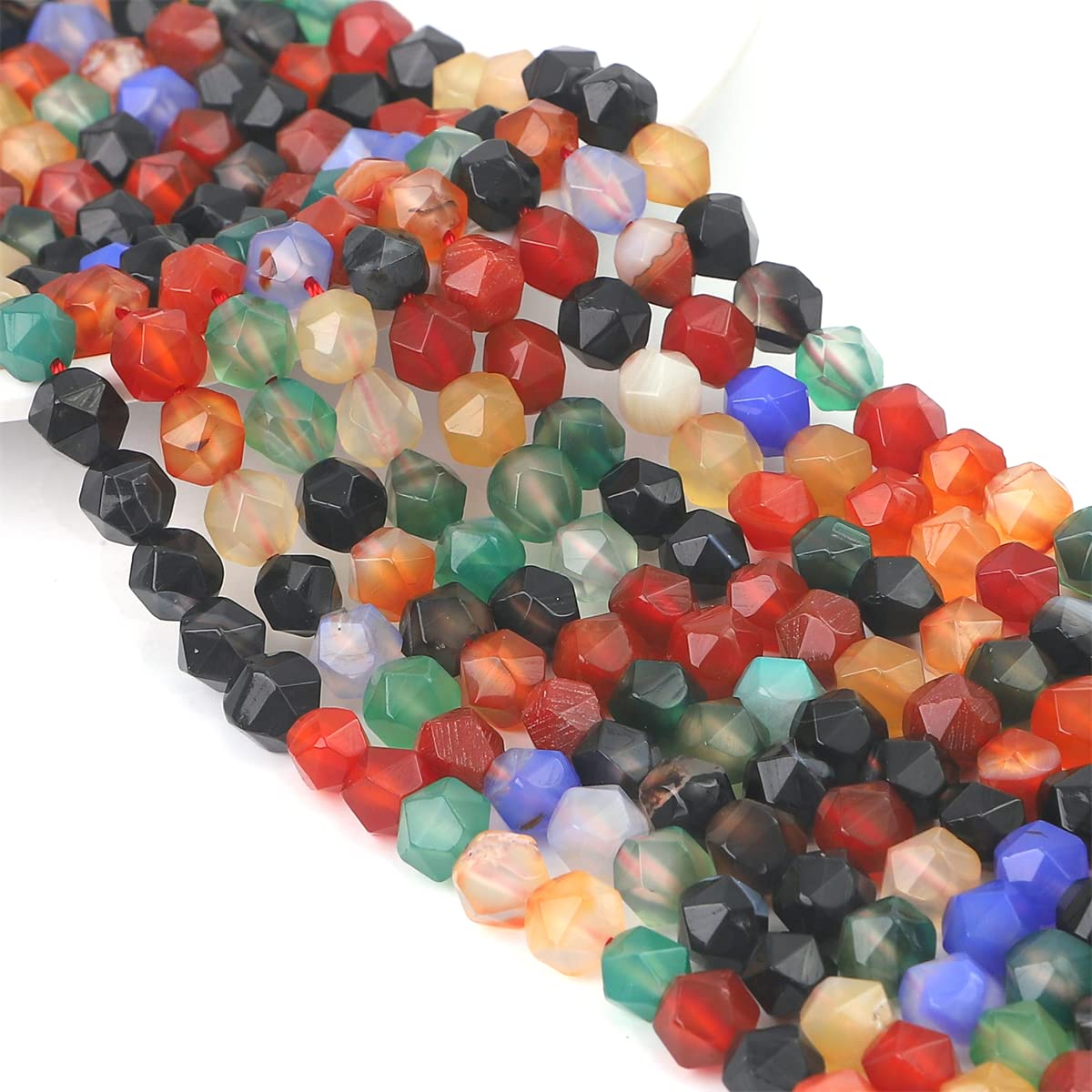 BEADIA Faceted Natural Colorful Agate Stone Round Beads 6mm 36cm/Strand for Jewelry Making