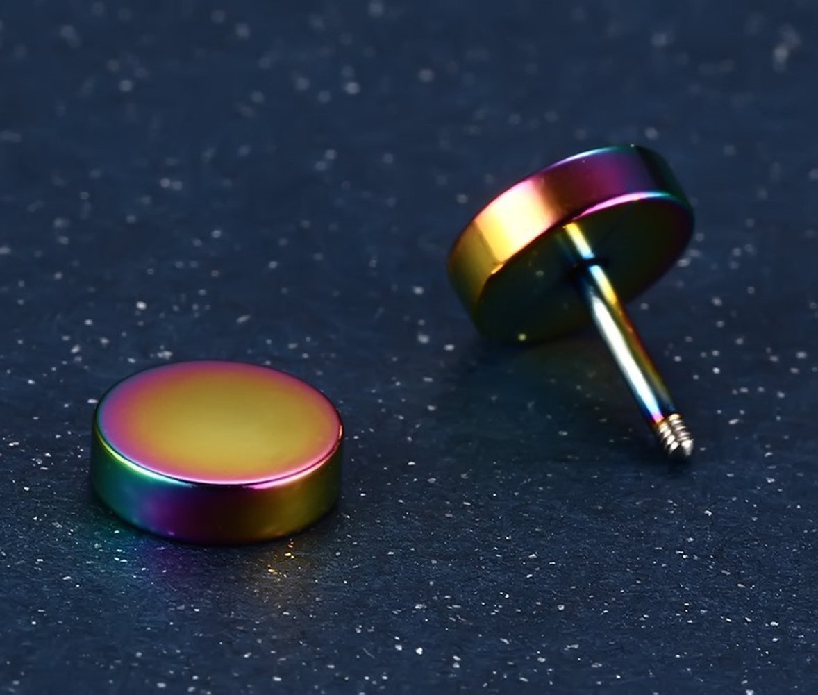 Xusamss Punk Body Piercing Titanium Steel Round Barbell Stud Earrings