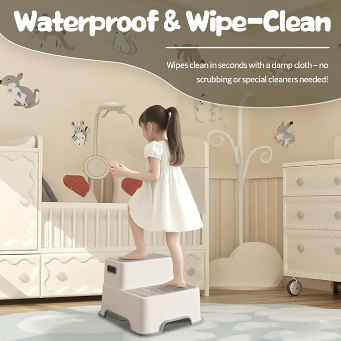 Toddler Step Stool for Bathroom Sink, 2 Pack Step Stool for Kids, Plastic Potty Training Toilet Stepping Stools, Child and Baby Lightweight&No-Slip Two Step Stools(Include 2 Faucet Extenders)