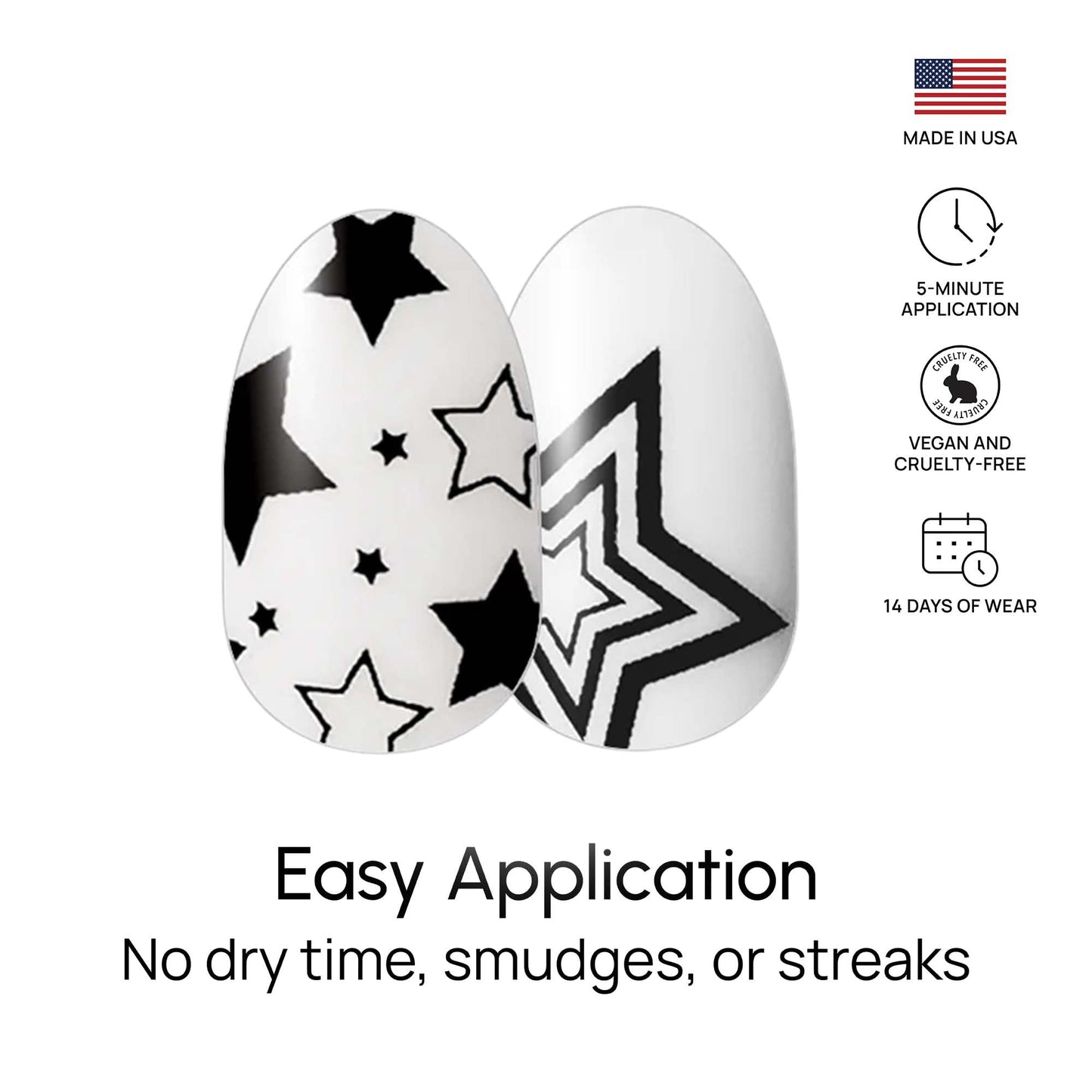 Color Street Shoot for the Stars Nail Strips - Clear with Abstract Star Designs - Wear Solo or Layer -Clear Finish -16 Double-Ended Nail Polish Strips