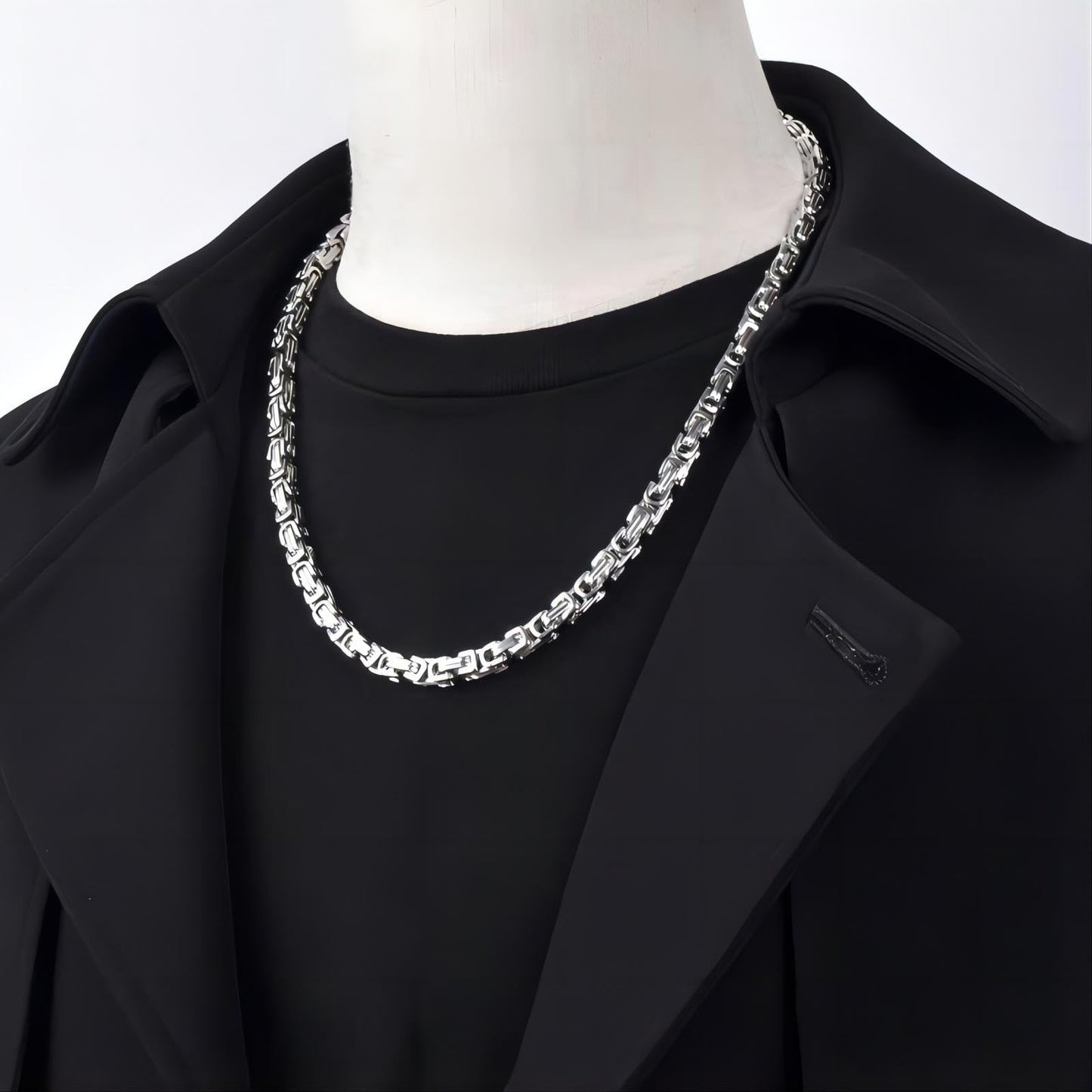 Joddfly Stainless Steel Byzantine Chain Necklace for Men, 20 inches