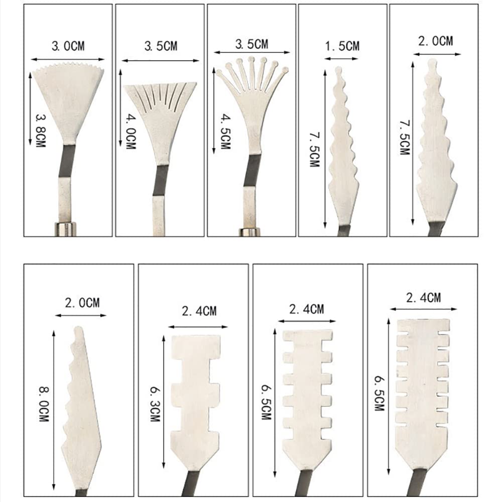 Jowoart 9 Pcs Flower Art Scraper Texture Knife Art Palette Knife Special-shaped Scraper Oil Painting Acrylic Paint Tool for Art Students