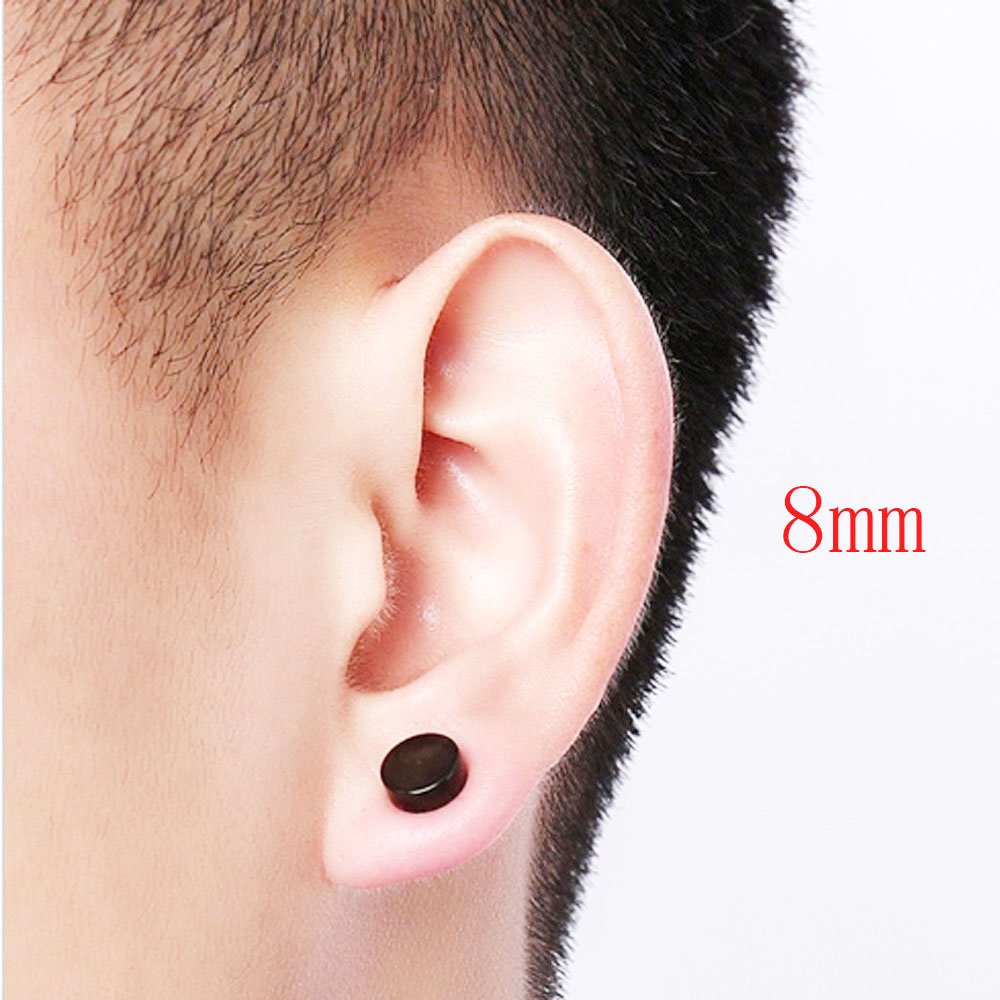 6 Pairs 9MM Non Piercing Cip on Hoop Earrings 8MM Magnetic Fake Gauges Earrings Studs