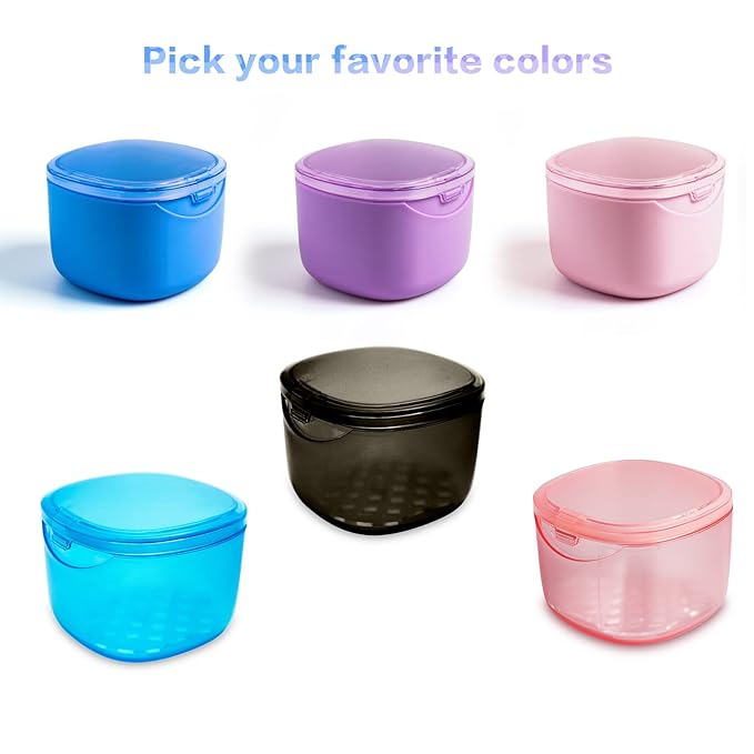 Denture Bath Case, Retainer Cleaning Box, No-Leak Denture Case, Mouth Guard, Night Guard and Retainer (pink)