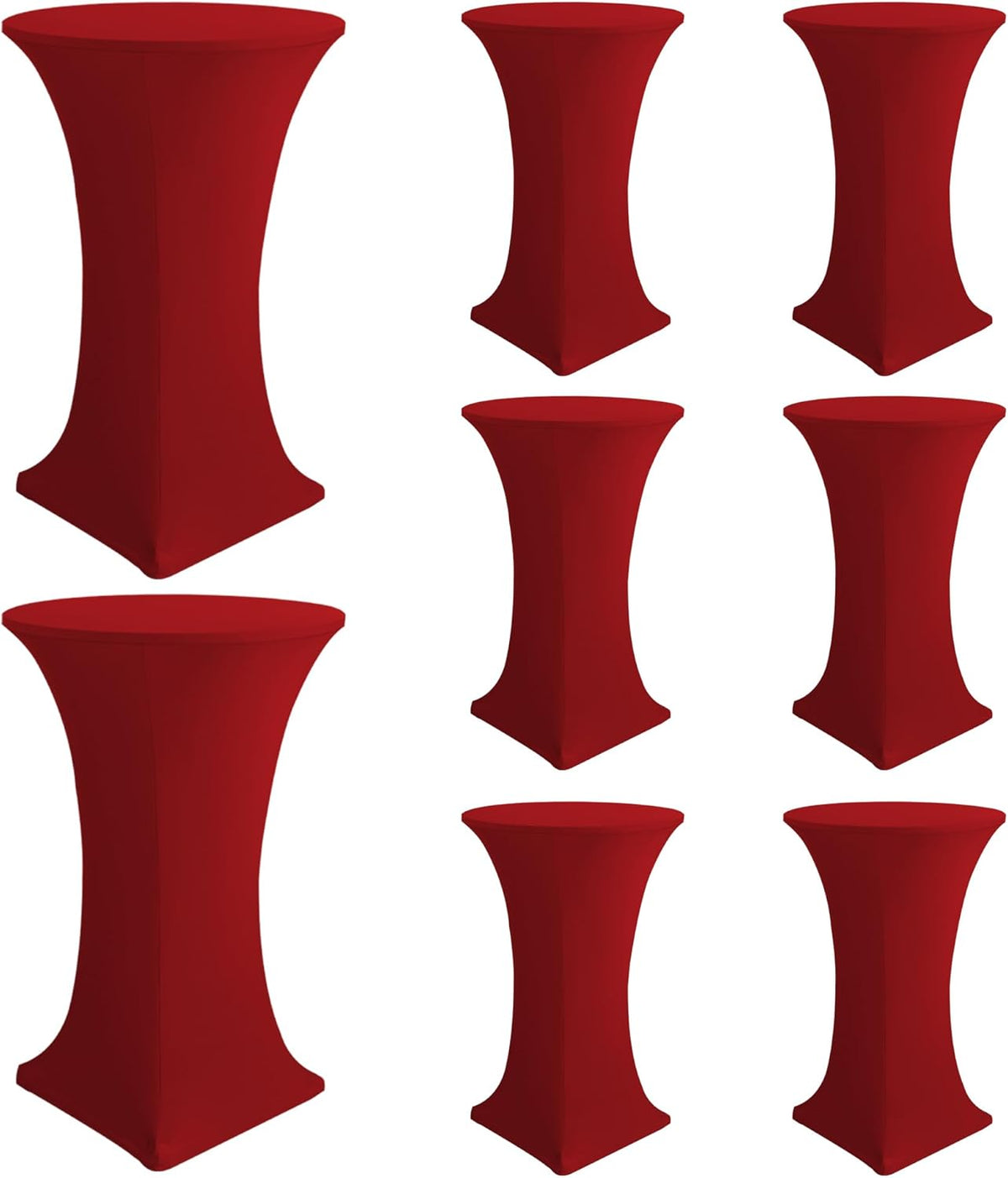 Cocktail Table Covers-Spandex Round High Top Table Cloths 8 Pack 32x43 Inch-Red Stretch Fitted Bar Tall Tablecloth for Pub Bistro Highboy Party Event Banquet Height Folding Satnding Tables