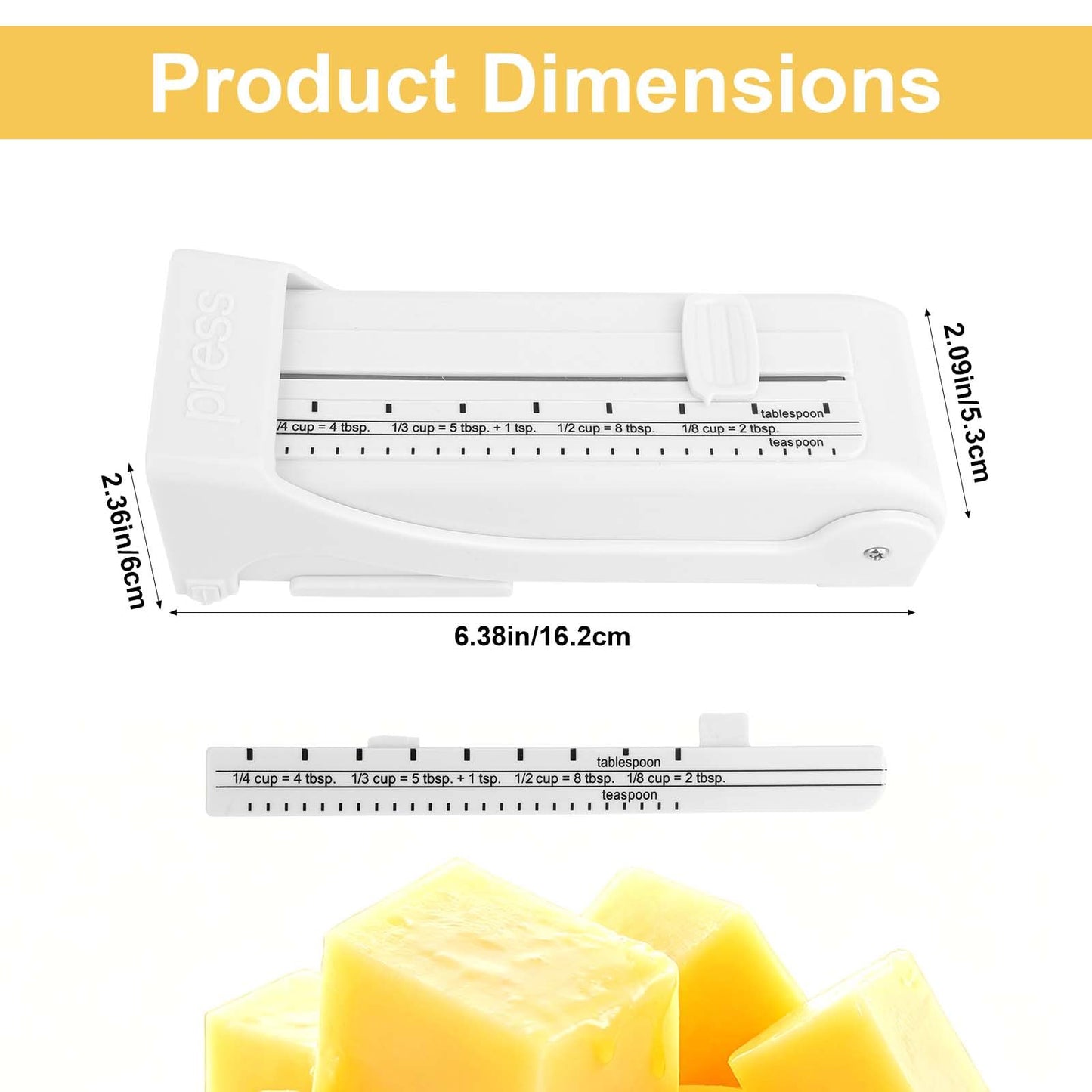 Butter Cutter Slicer, Stainless Steel Butter Cheese Stick Gadgets Dispenser Cutter Knife Measuring Dispenser and Keeper One-Click Operation Kitchen Tool Accessories for Bread Cookie Cakes Breakfast