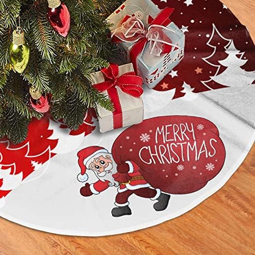 Christmas Tree Skirt Red Xmas Tree Ornaments for White Soft Plush Christmas Tree Mat with Snowy Pattern for Decorations Holiday Party 36 inches
