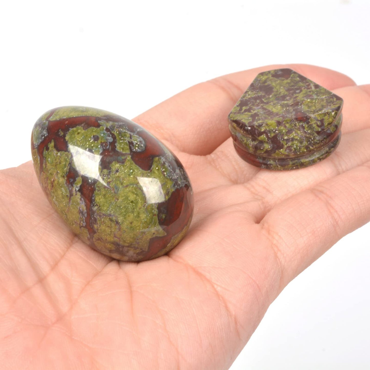 Justinstones Natural Dragon Blood Jasper Gemstone Egg Crystal Healing Chakra Meditation Home Office Decor Stone with Stone Stand