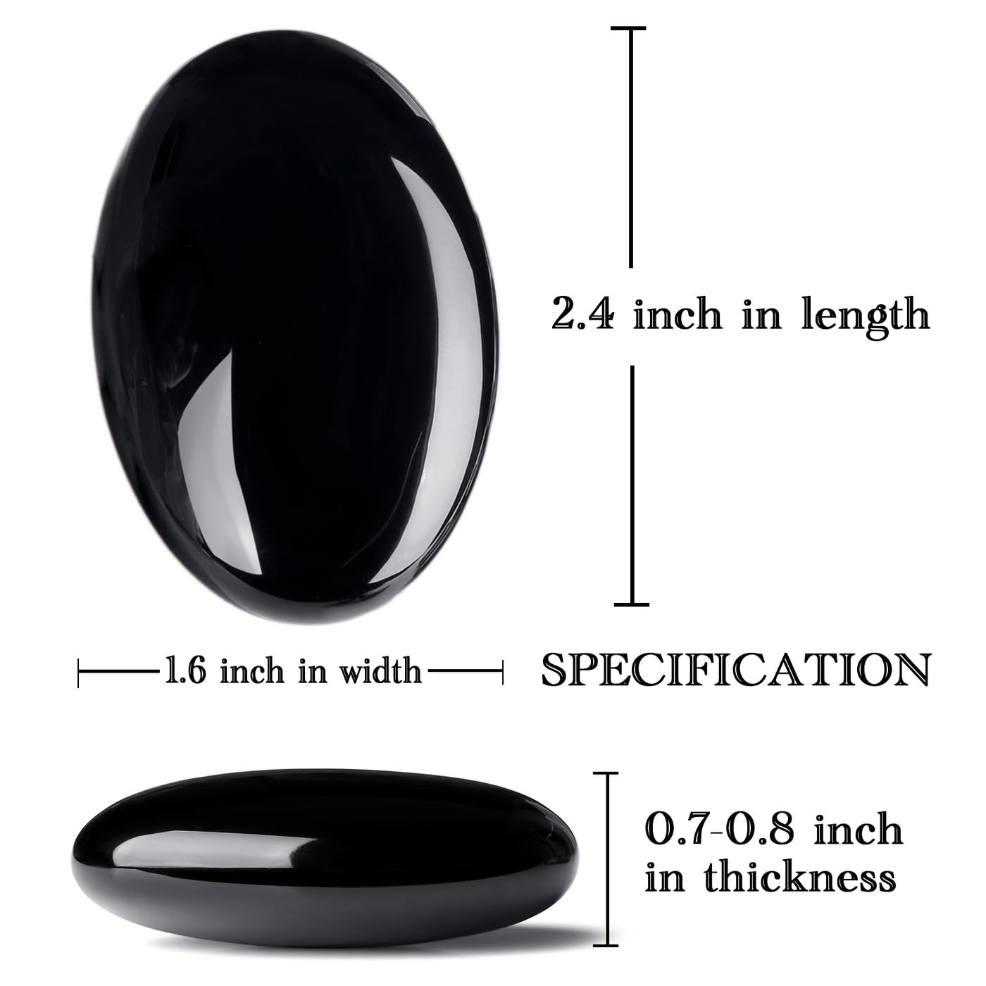 MAIBAOTA 2.4" Large Black Obsidian Crystal Stone Polished Palm Stone Healing Crystals 0.7" Thick Natural Reiki Gemstone Worry Stone Energy Balancing Anxiety Stress Relief Meditation 1 Pc