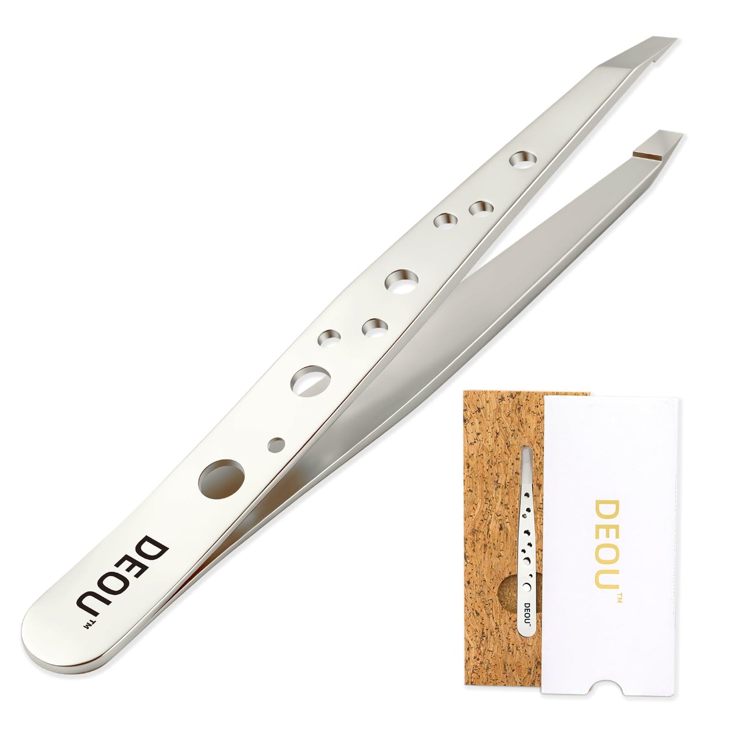 DEOU Professional Eyebrow Plucker & Tweezers - Stainless Steel Tool for Brow Shaping, Hair Removal & Precise Grooming, 9-Hole Non-Slip Grip, Unisex, Gift Box Included