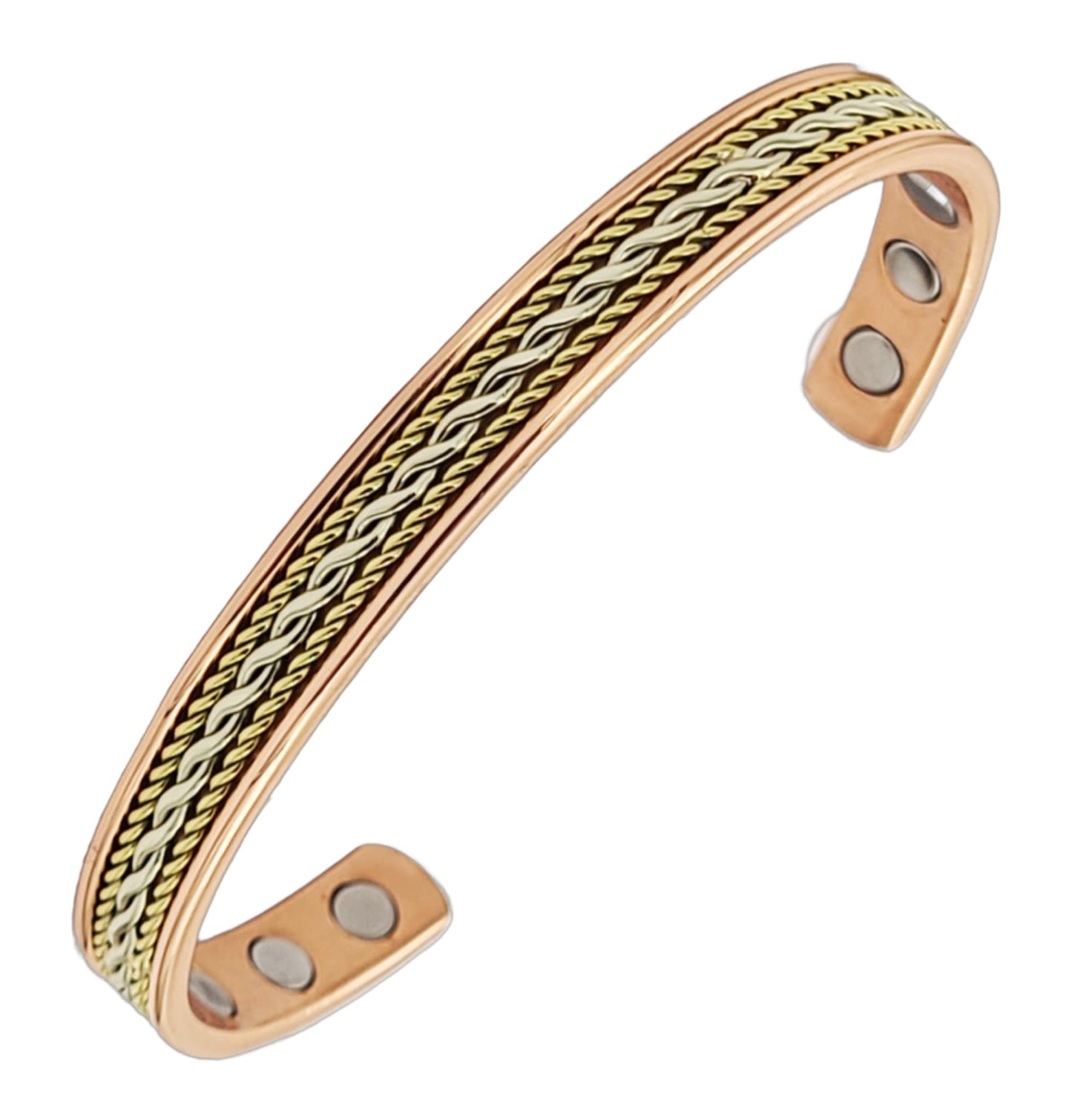 Earth Therapy Women's Pure Copper Magnetic Bracelet - Cuff Bracelets with Ultra Strength Magnets – Adjustable Rope Inlay Style - Detox Lymphatic Drainage