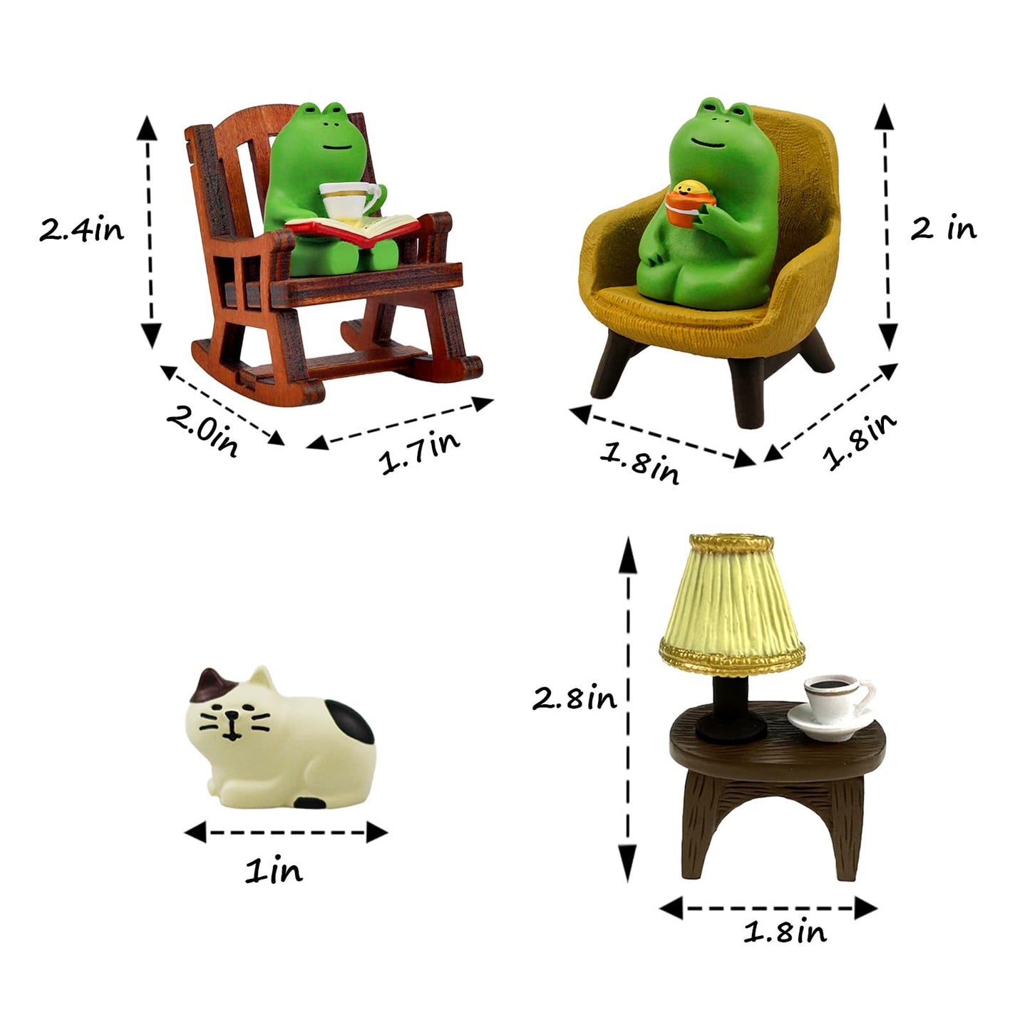 Refintural Miniature Frog Figurines Statue, Adorable Frog Collectibles for Desk and Bedroom Decor, Perfect Indoor Home Decorations and Gifts