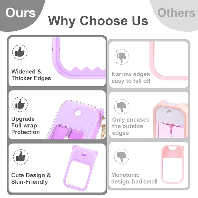 3Pcs Hand Sanitizer Spray Case for Touchland Silicone Touchland Case Keychain Cute Hand Sanitizer Spray Holder Compatible with Touchland Power Mist Gentle Mist Glow Mist (Pink & Purple & Blue)