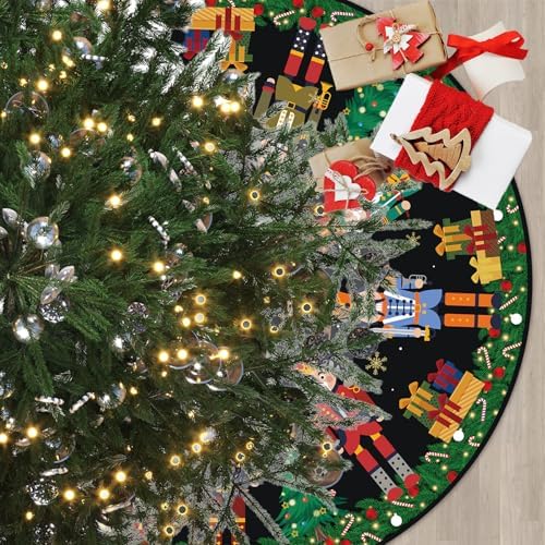 Festive Nutcracker Tree Skirt, Holiday Soldier Cover, Winter Celebration Xmas Ornaments, for Church Celebrations, Residence Parties, Seasonal Atmosphere, Merrymaking Events
