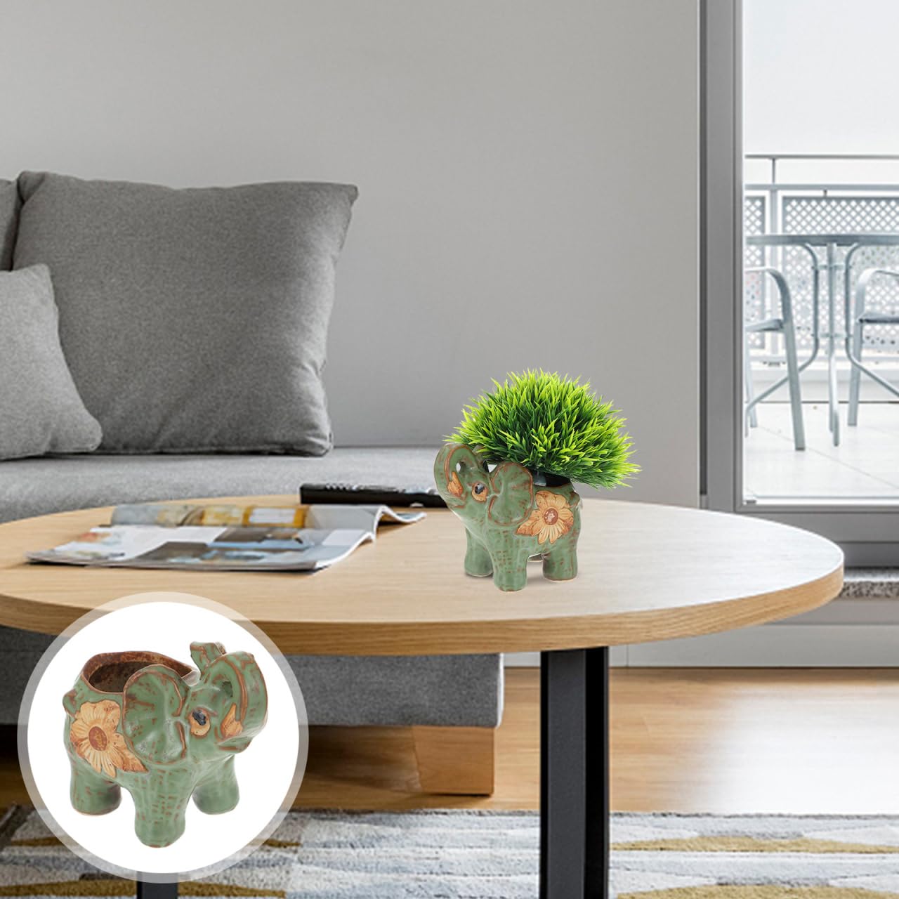 BESTonZON Elephant Shaped Ceramic Succulent Pot 4.72X4.52X2.75In Breathable Planter Home Office Desktop Decoration Flower Pot for Succulents and Cactus