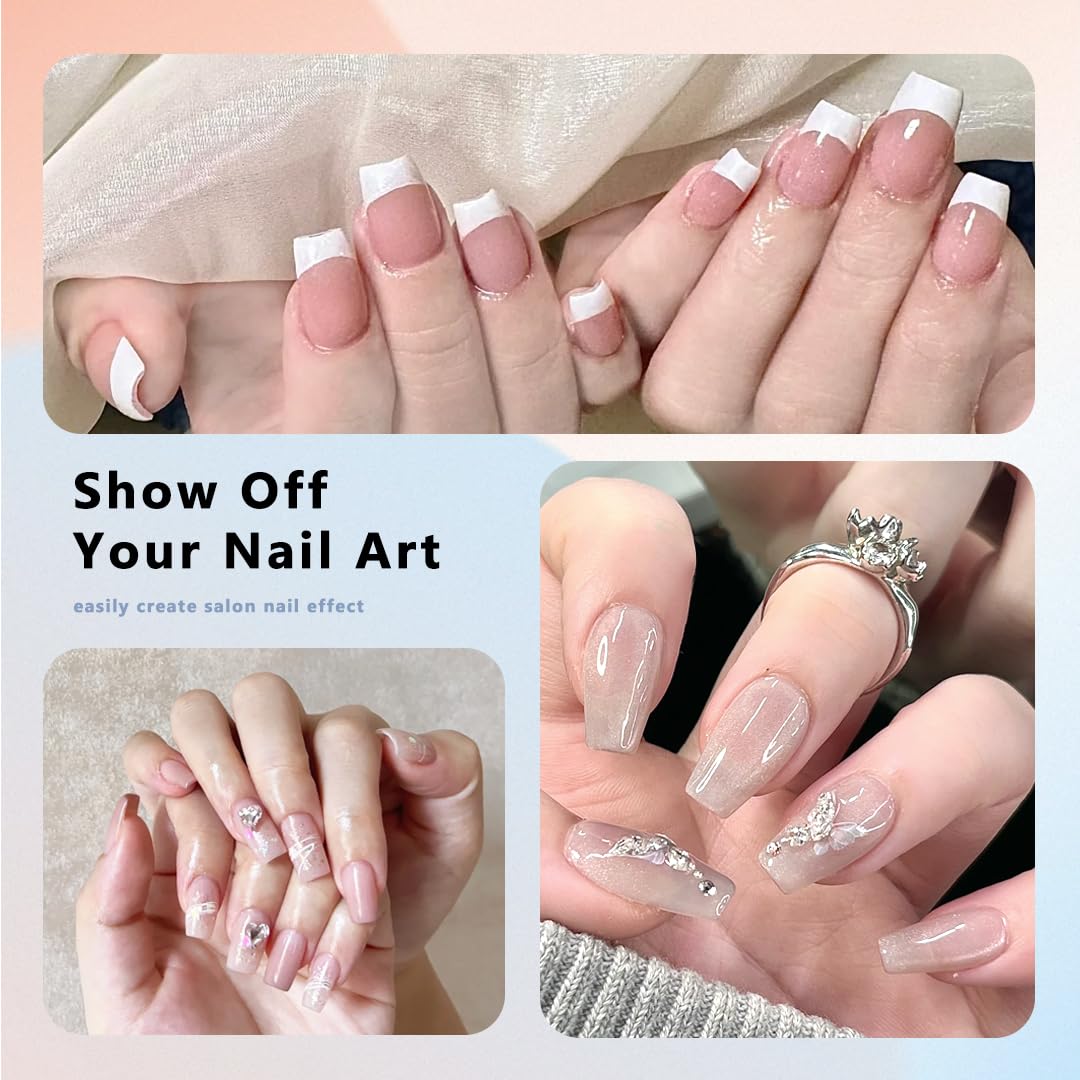 480PCS Nail Tips Clear False Nails Full Cover for Acrylic Fake Nails Kit 12 Sizes 2 Shapes Short Coffin Round Pre-Shape for Salon Home DIY Gifts