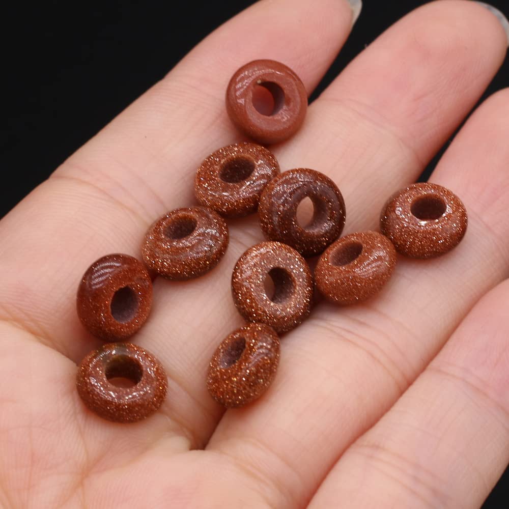 50pcs Natural Semi-Precious Stone Large Hole Loose Beads Abacus Shape Fashionable Opal Amethyst Unakite Rose Quartz Charm Beads for Making Necklace Bracelet