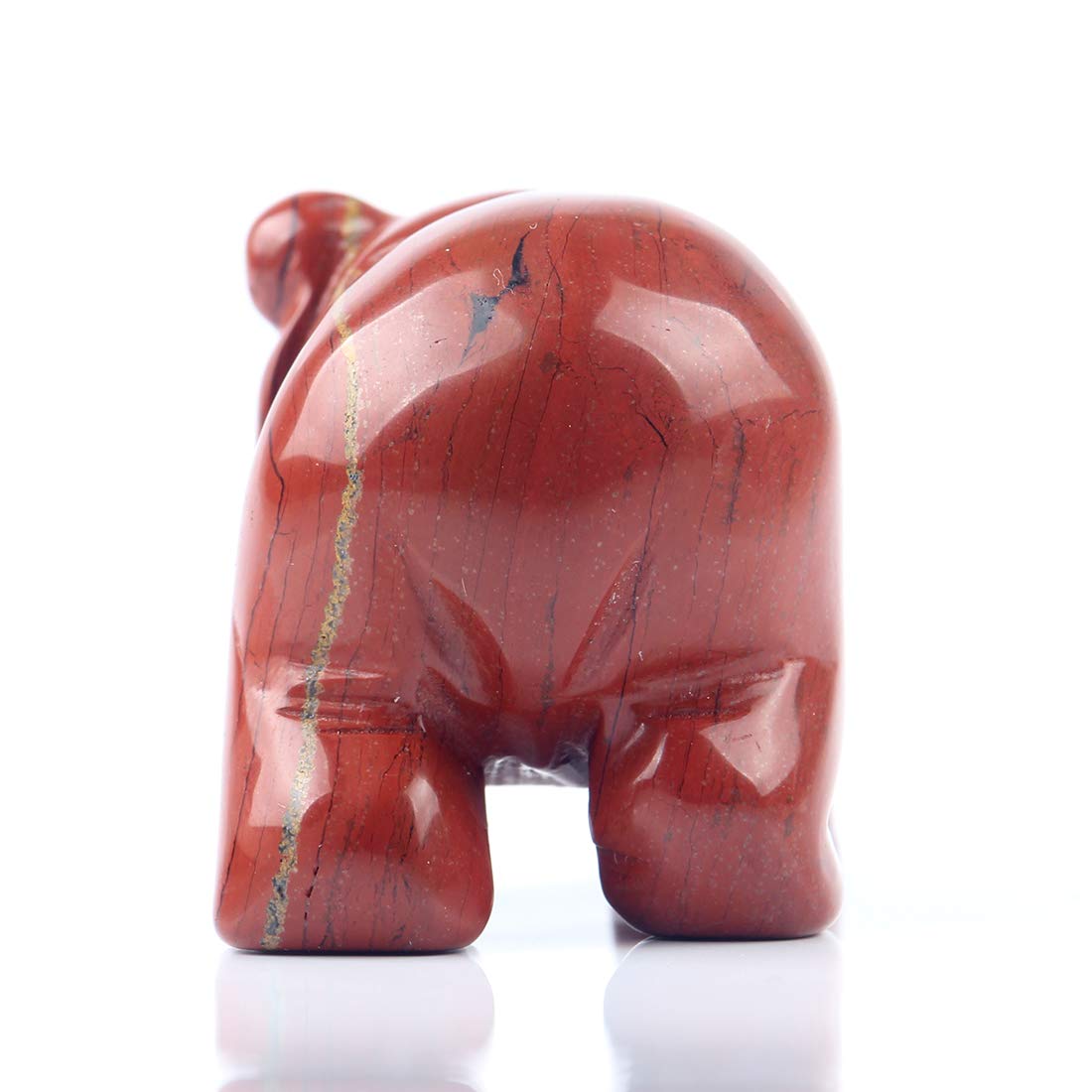 38mm Red Jasper Natural Beads Semi Stone Carved Bear Statue Chakra Healing Reiki Crafts (Red Jasper)