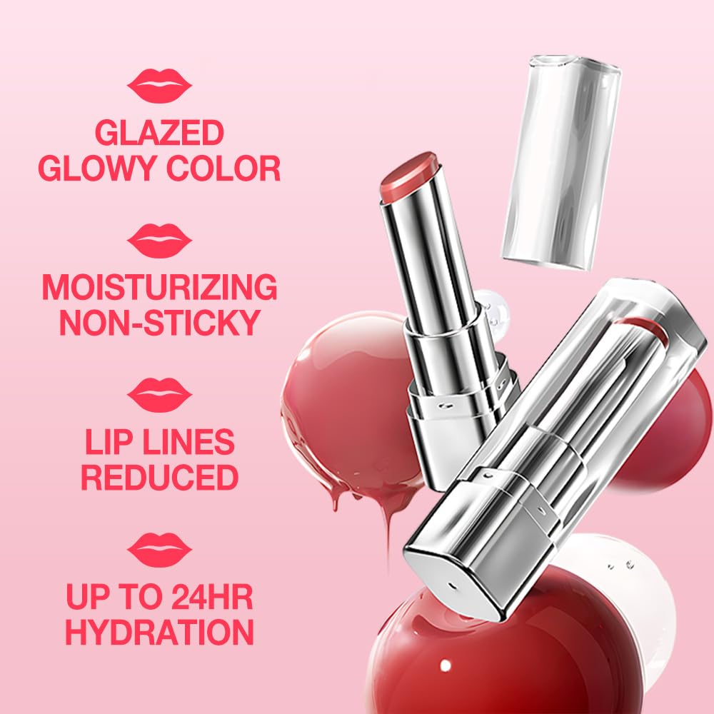2Pcs Tinted Lip Balm Moisturizing Lipstick – Soft Pale Pink Sheer Hydrating Lip Color for Dry Lips – Nourishing Lip Balm for All Women with a Subtle Natural Scent (S01 & S01)