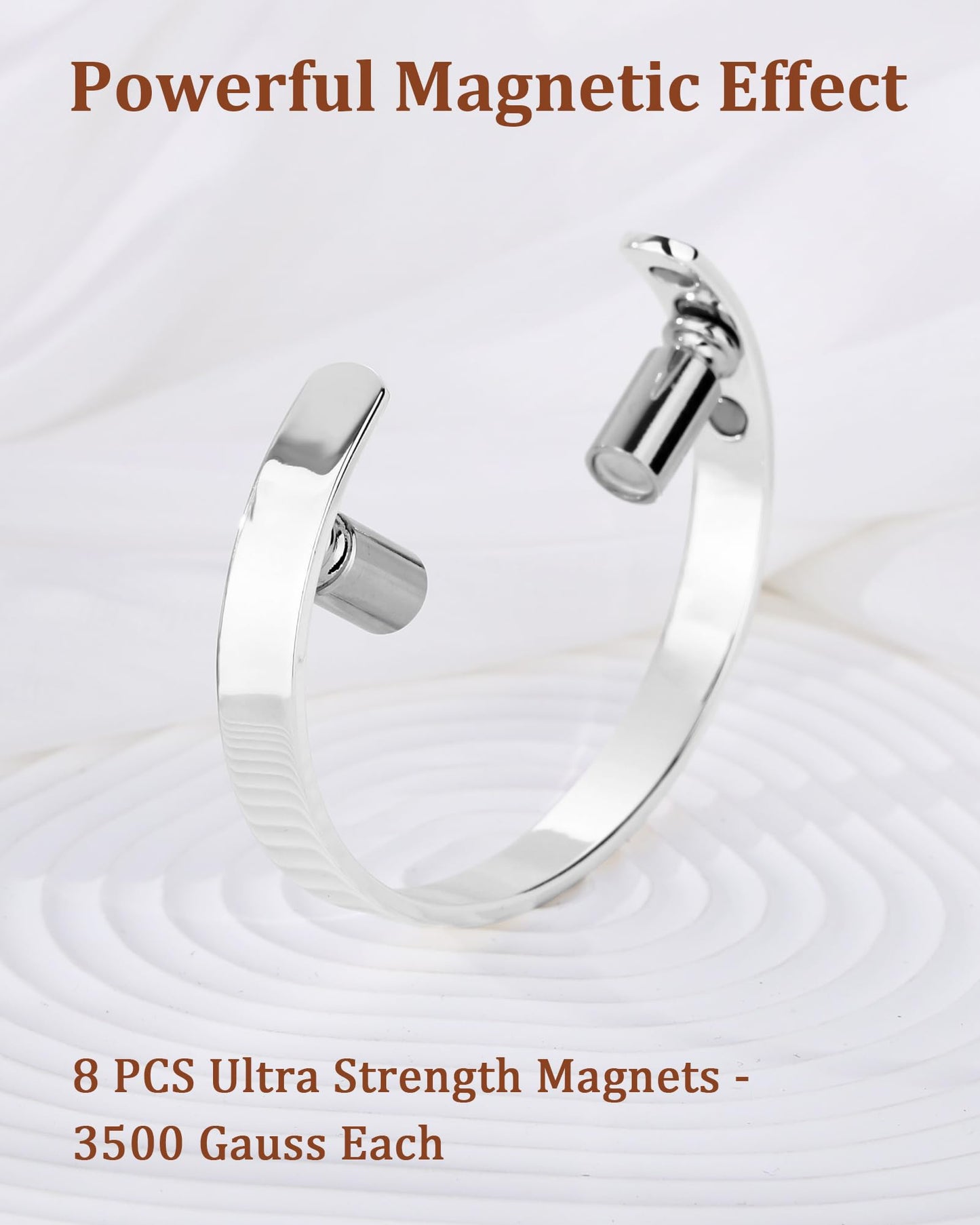 BioMag 2 Pcs Copper Bracelets for Women Men, 99.99% Pure Copper Cuff Bangle with 8 Pcs 3500 Gauss Magnets, Adjustable Size, Simple and Stylish Design