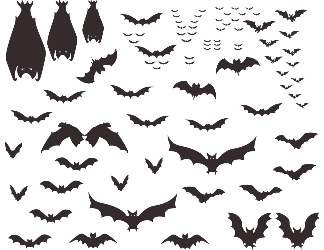 Mozamy Creative Halloween Bats Wall Decals Halloween Décor Black Bats Decals Halloween Decorations