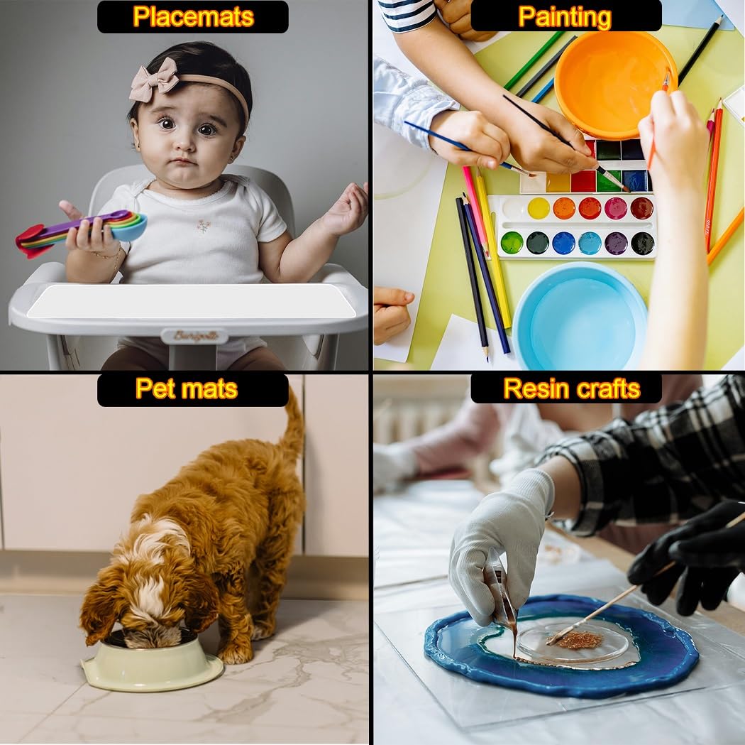 Miidqua Silicone Mat - Non-Stick, Reusable & Heat Resistant Up to 500°F, Fits Resin Crafts, Dishwasher Safe for Baking, Cookies, Pastry (36” x 24”Black)