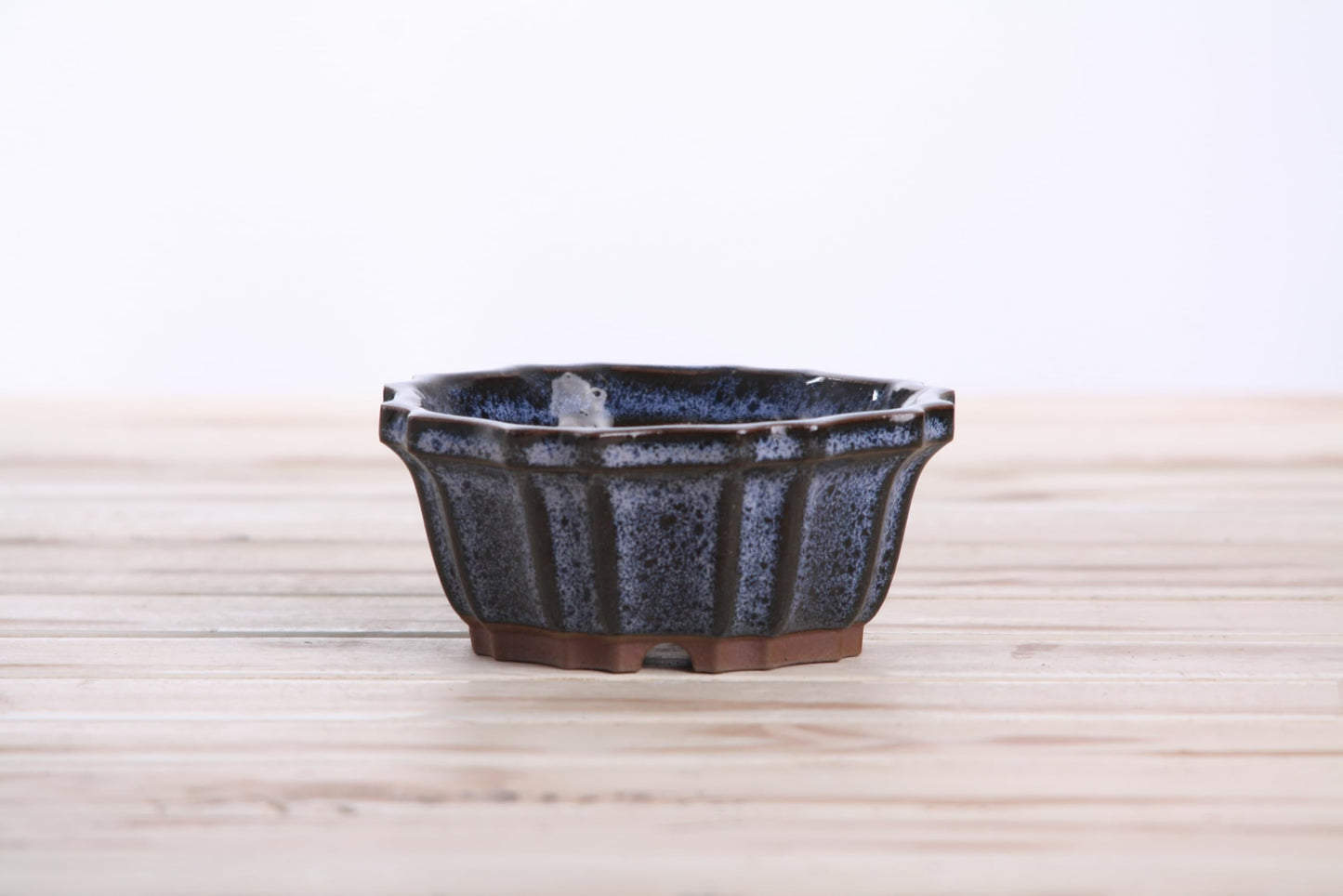 Willow Bonsai Ceramics Flower Design Bonsai Pot, 4.5inch Diameter, Plant Container, Succulant Pot, High Fired Ceramic Stoneware, Frost Proof, Handmade (Denim)