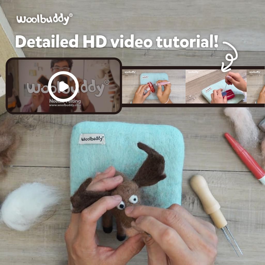 Woolbuddy Owl Needle Felting Kit for Beginners – DIY Animal Craft Kit with Wool, Needles & Photo Instructions – Fun Project for Adults & Kids