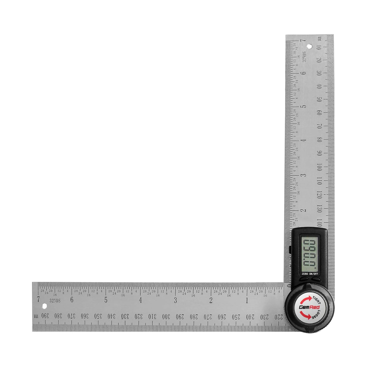 GemRed 82305 Digital Angle Finder GemRed Protractor Stainless steel 7inch 200mm (Black Button)