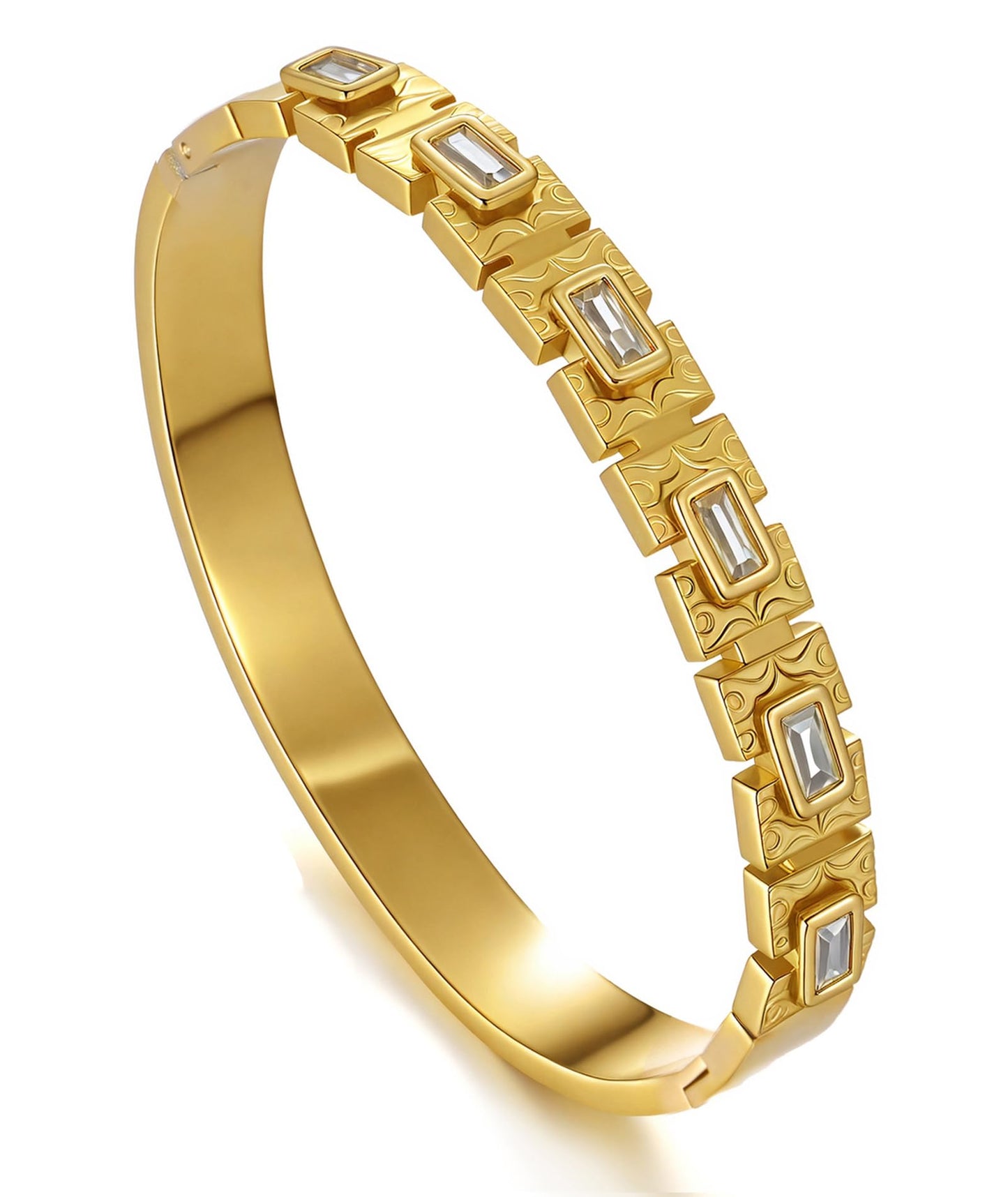 hotoo Vintage Gold Bangle Bracelets for Women Stackable Clear Beaded Cuff Bracelet Christmas