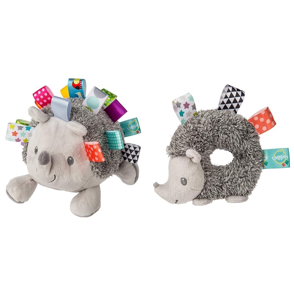 Mary Meyer 8-Inch Heather Hedgehog Soft Toy and Heather Hedgehog Baby Rattle Taggies Bundle