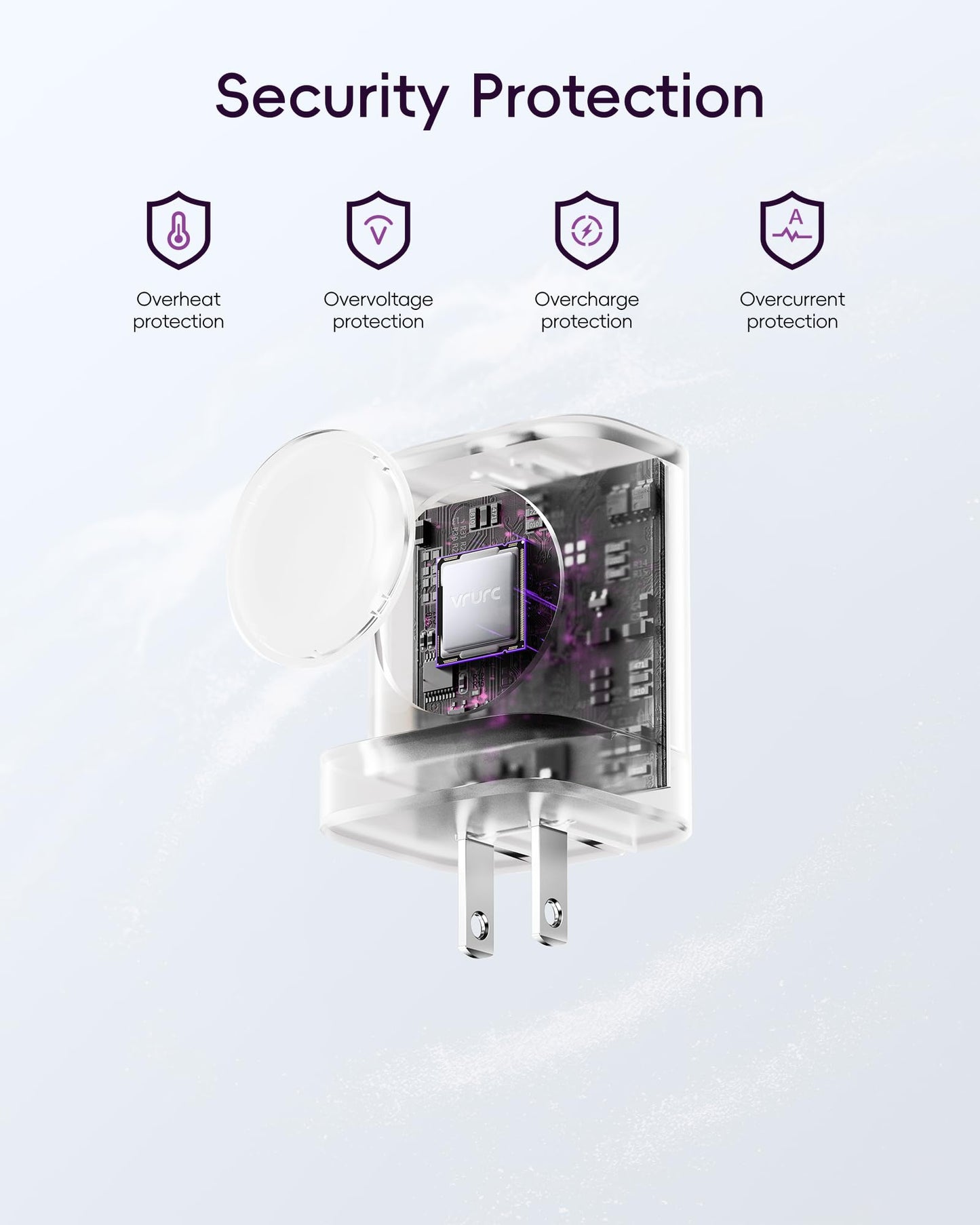VRURC Charger for iPhone & Apple Watch, 20W USB C Fast Charging Block, 3-in-1 Compact Travel Adapter with 2 Port for iPhone 17/16/15/14/13, Wireless Magnetic for iWatch SE/11/10/9/8/7/6/5/4-Purple