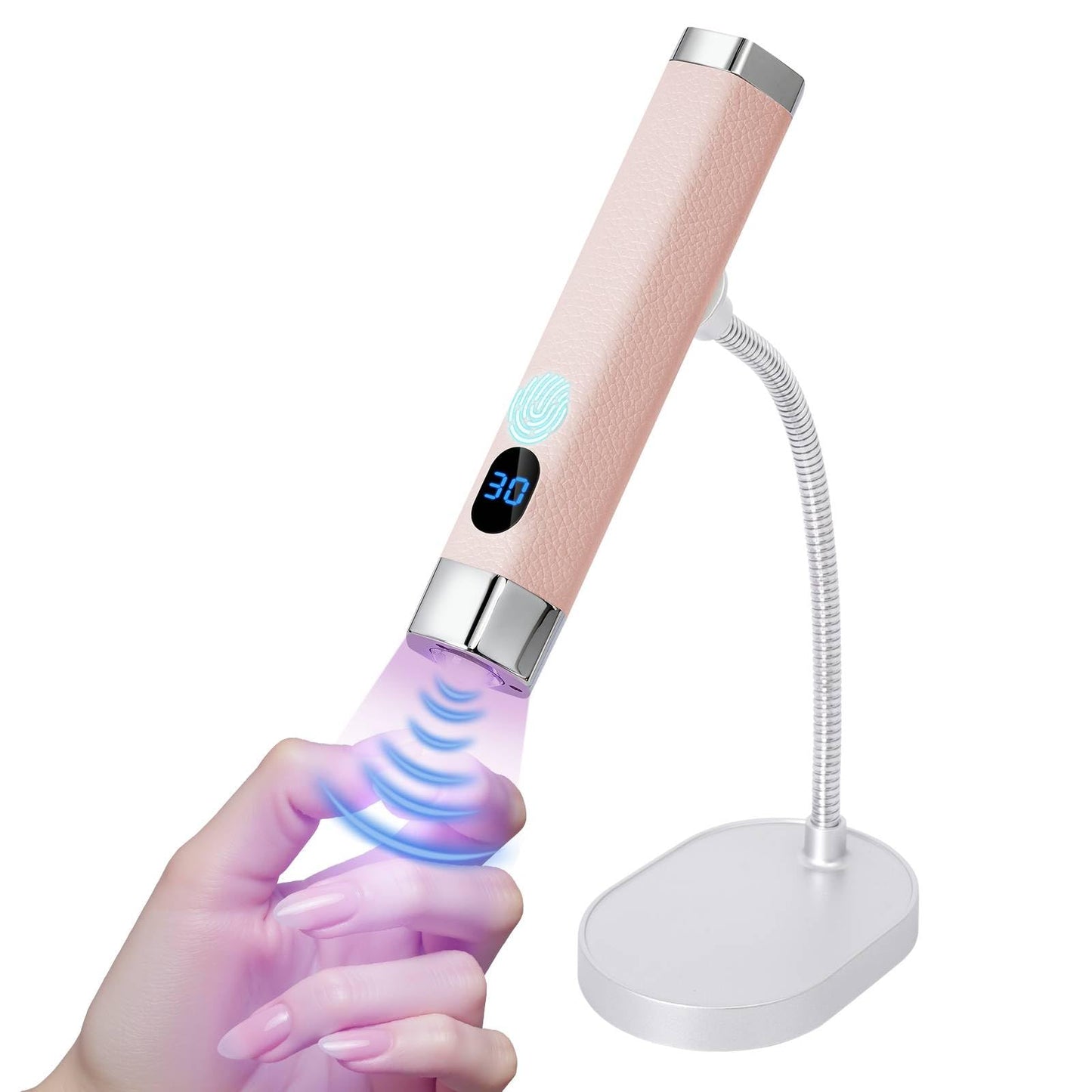 Lynsalene Handheld Mini UV Nail Lamp, Portable Flash Cure Light with Upgraded Magnetic Stand & Smart Sensor - Rechargeable Nail Dryer Fast Curing Gel Nails at Salon,Home & Travel (Pink)