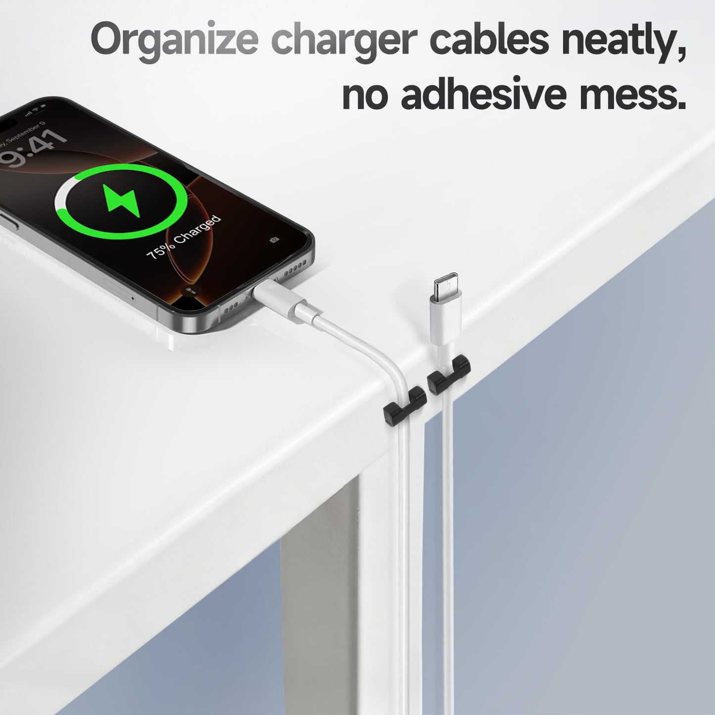 10 Pack Magnetic Cord Organizer Holder, Cable Clips - Strong Magnet Wire Management for Desk, Under Desk, Nightstand, Office, Car, Kitchen, Adjustable