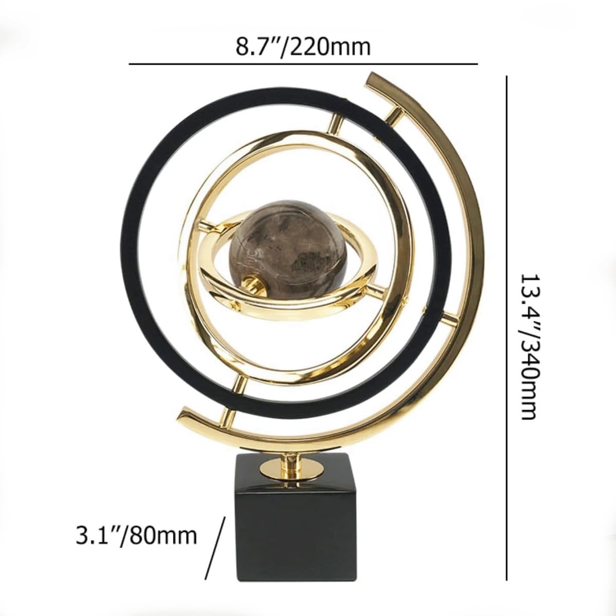 ARMUTCH Abstract Metal Globe Sculpture Decor - Modern Black and Gold Desk Art for Office, Living Room Tabletop Decor, Unique Home Decoration Gift