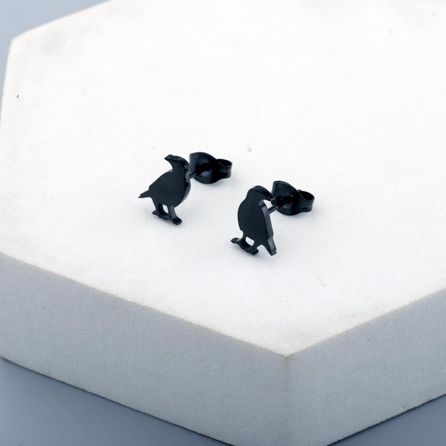OKEYCH Raven Lover Gift Raven Themed Stud Earrings Who Loves Crow Jewelry Crow Bird Merch (Raven Themed Stud E)
