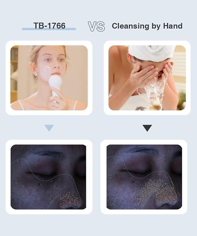 TOUCHBeauty 3IN1 Facial Brush Set with Travel Case, Wall-Mounted Charging Base, ±360° Spin PBT & Silicone & Bamboo Charcoal Brush for Deeply Cleansing Massager and Exfoliating TB-1766A