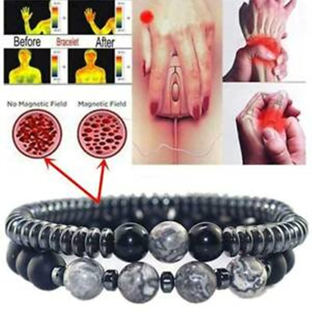 WEFRIN Triple Protection Bracelet for Bring Luck and Prosperity Hematite Black Obsidian Tiger Eye Stone Bracelets for Men Women, Beaded Buddha Healing Rope Uni Bracelet (2pcs) (K)