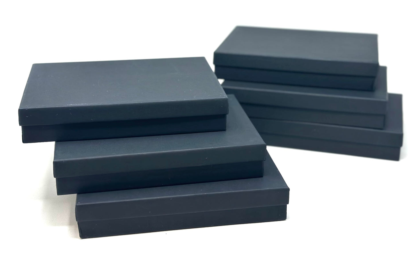 RJ Displays 6 Pack Cotton Filled Matte Black Color Paper Cardboard Large Jewelry Set, Bracelets, Watches, Crystals Gift Packaging Boxes and Retail Display Size 8 1/8" x 5 5/8" x 1 3/8" Inch (Matte Black)