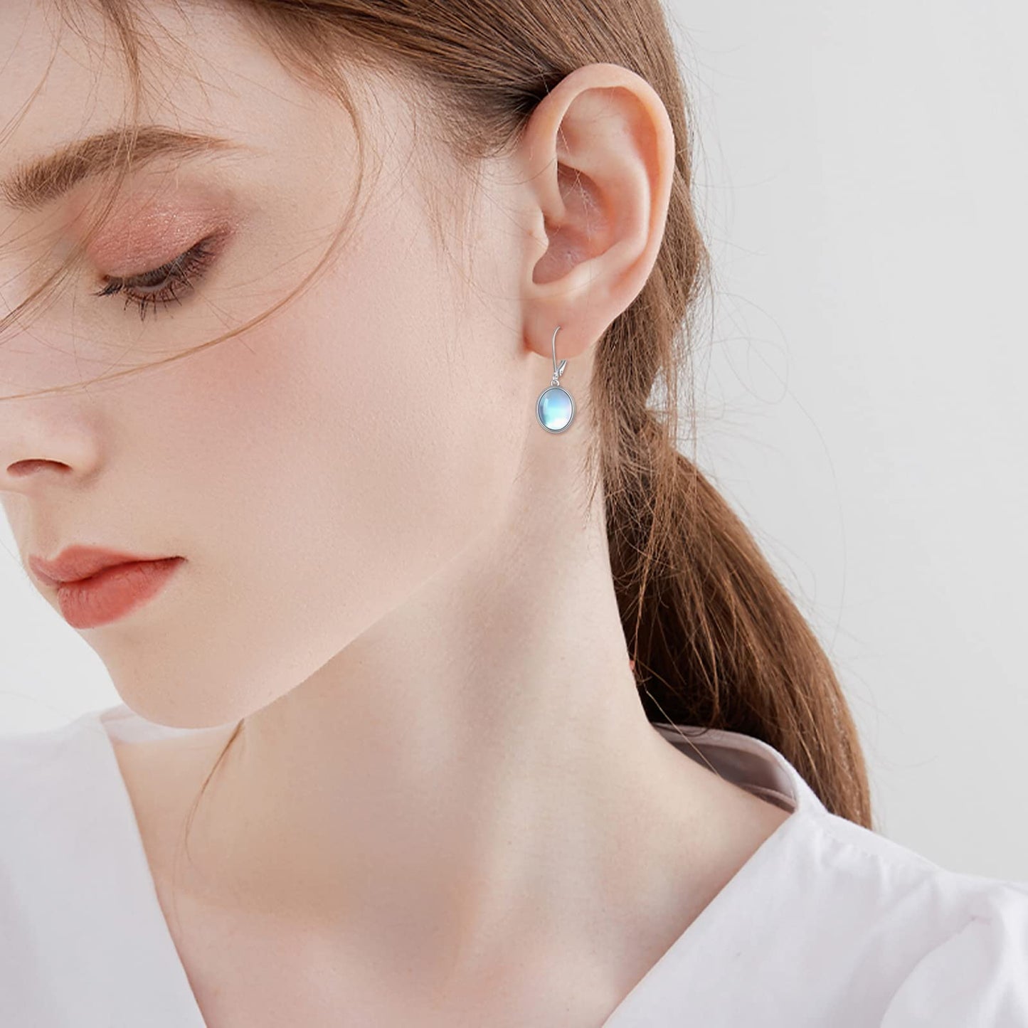 POPLYKE Celtic Moonstone Filigree Teardrop Drop Dangle Earrings Sterling Silver Leverback Earrings Jewelry (D-Vintage Moonstone)