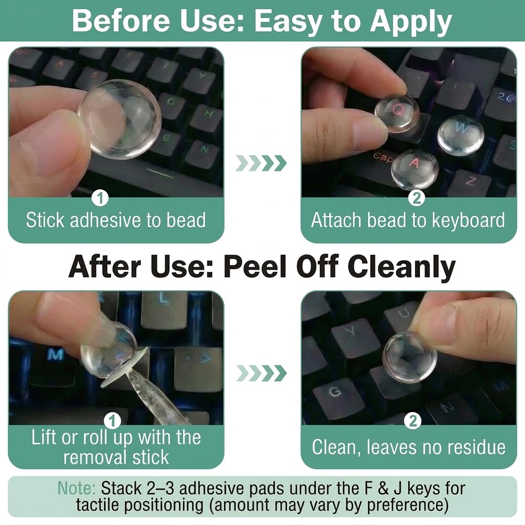 Quafochi 110pcs Keyboard Bubbles for Long Nails, Clear Raised Glass Key Covers, No-Residue, Reusable, Easy to Apply, Keyboard Stickers for Desktop Keyboards, External Keyboards, Calculators