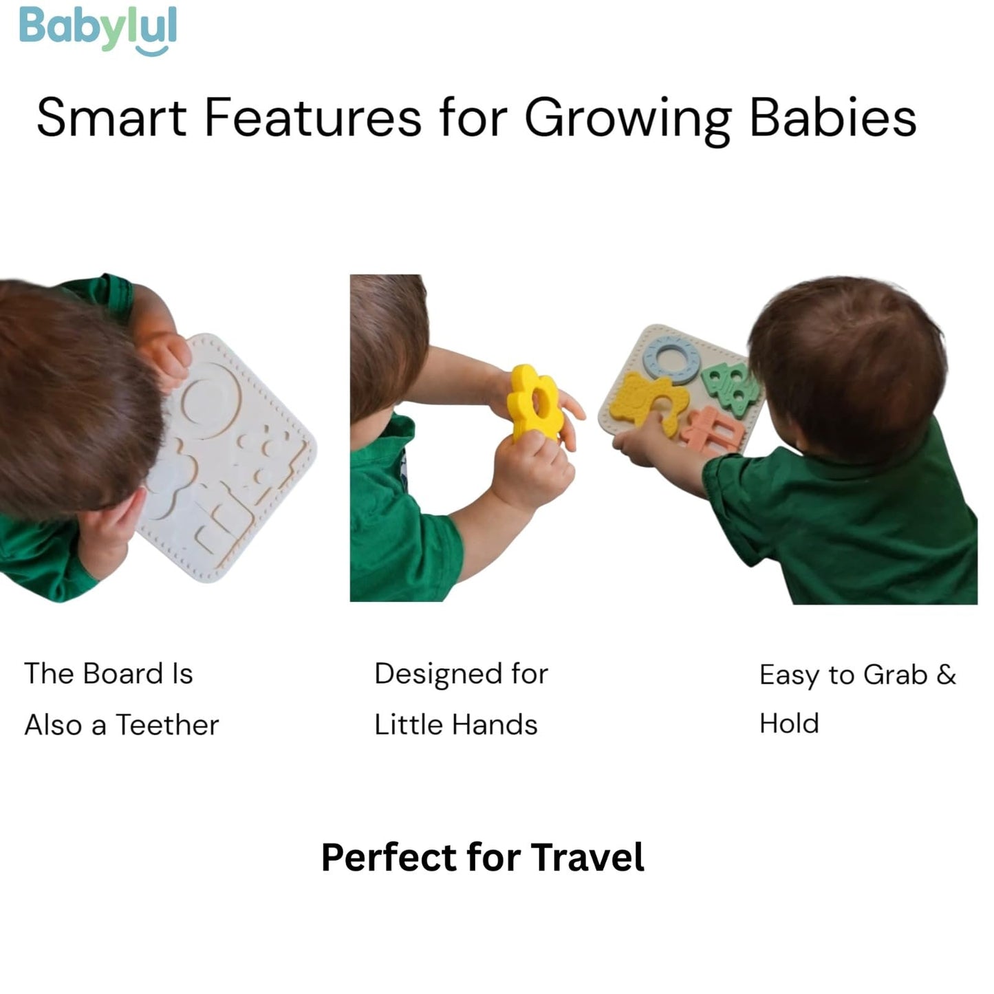 Babylul Baby Teether Puzzle - Silicone Teething Toy & Shape Matching Game for Babies 5-18 Months, 2-in-1 Sensory Montessori Toy, BPA Free, Food-Grade Silicone