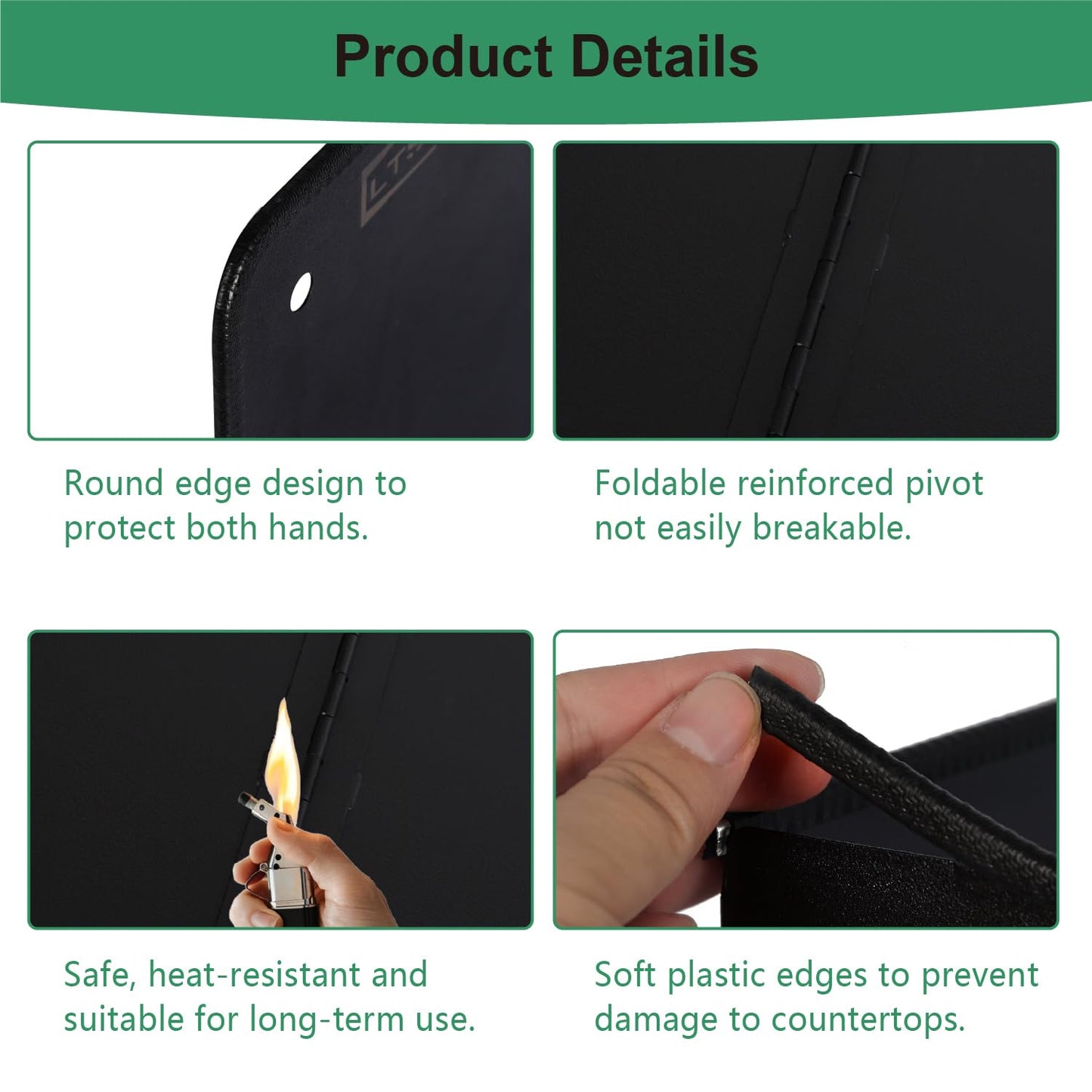 Black Large 4 Sided Splatter Guard for Frying Stove Top,Oil Splash Guard Cooking for Stove,Non Stick Foldable Splatter Screen for Stove Top