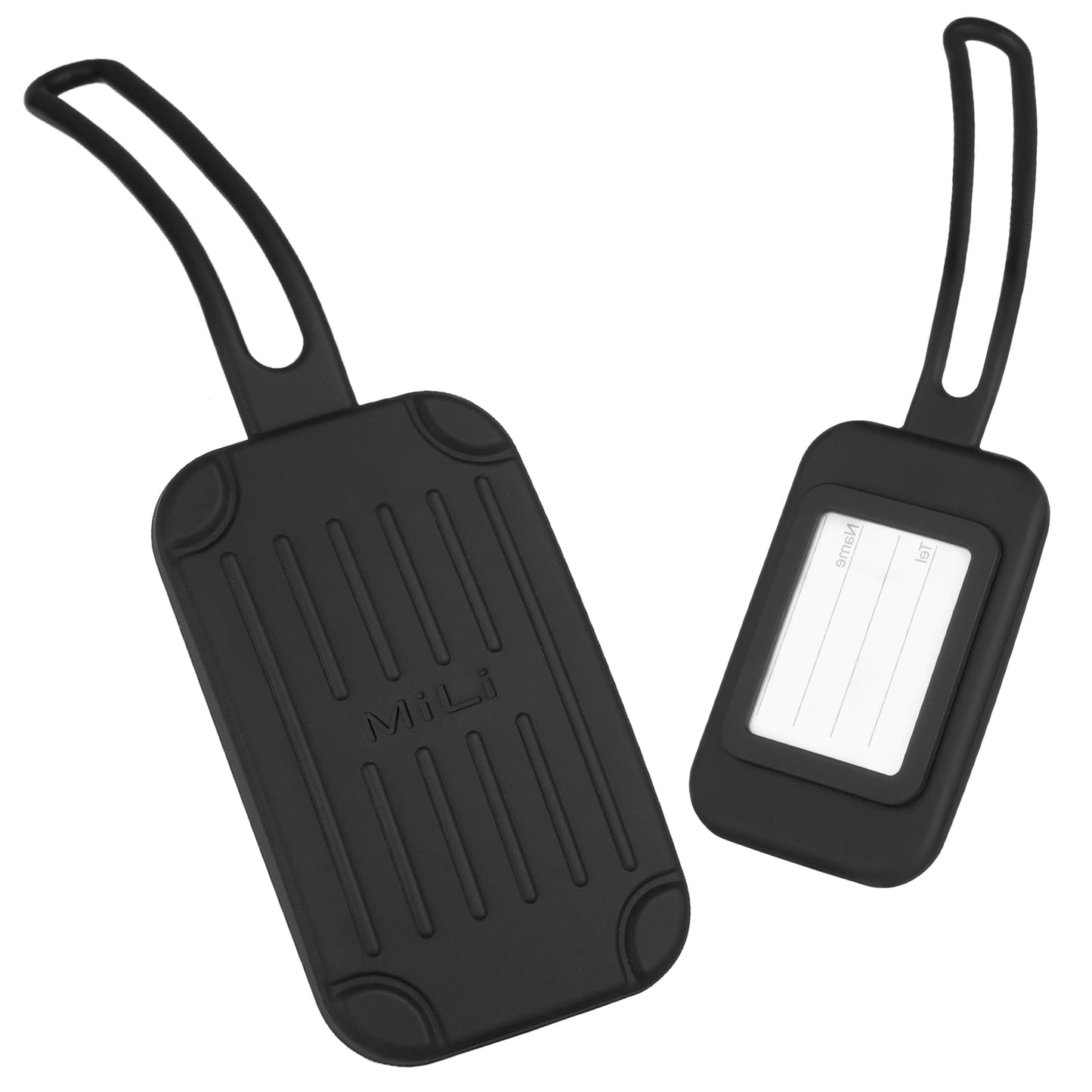 MiLi Silicone Luggage Tag Tracker, Dual System (iOS/Android) Locator for Suitcase, Travel Bags, Carry-On, Backpacks, Compatible with iOS Find My and Google Find Hub App, Black