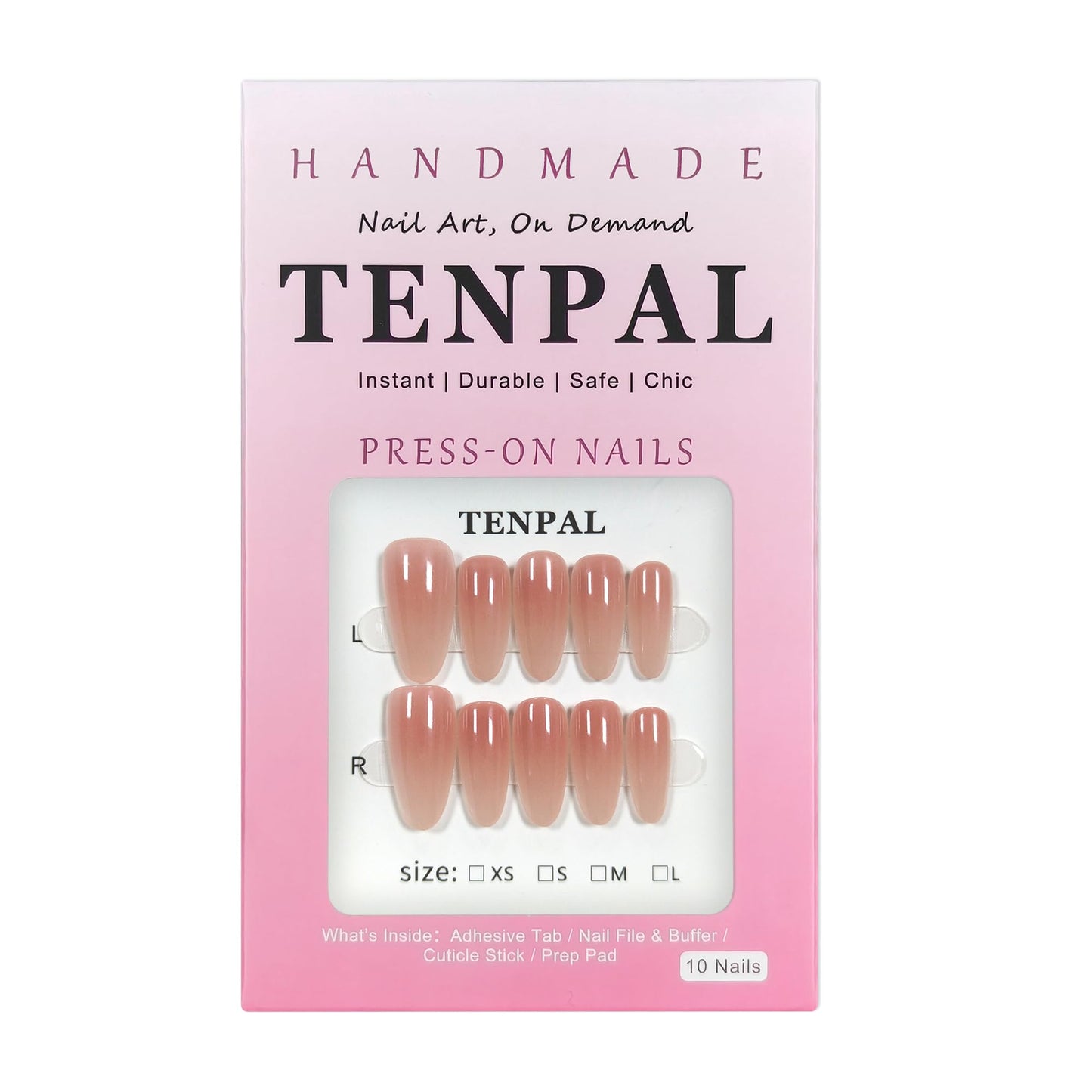 TENPAL Sheer Nude Press on Nails Medium Oval Salon Style for Everyday, Handmade & Reusable, Classic Sheer False Nails with a Clean Finish(XS)