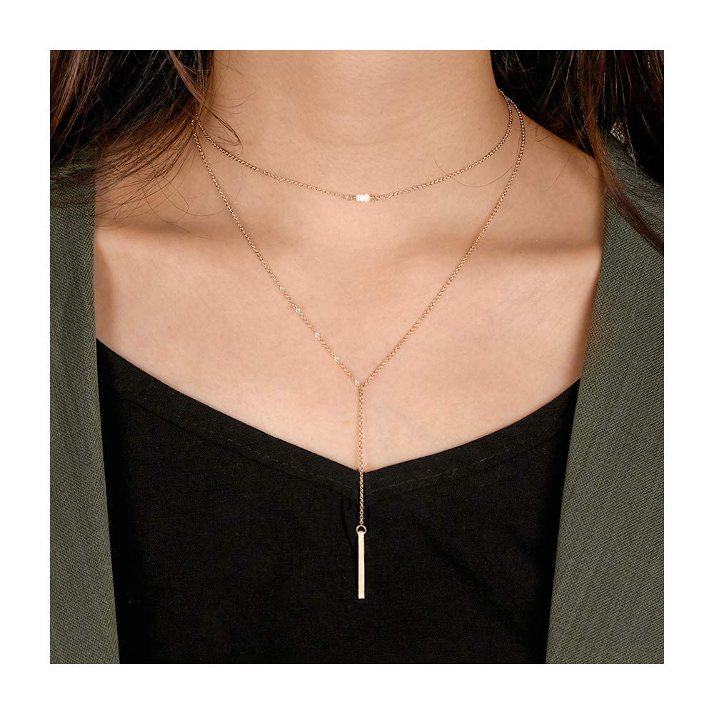 Turandoss Pearls Choker Necklace Bar Necklaces Women Choker Multilayer Choker Necklaces for Women
