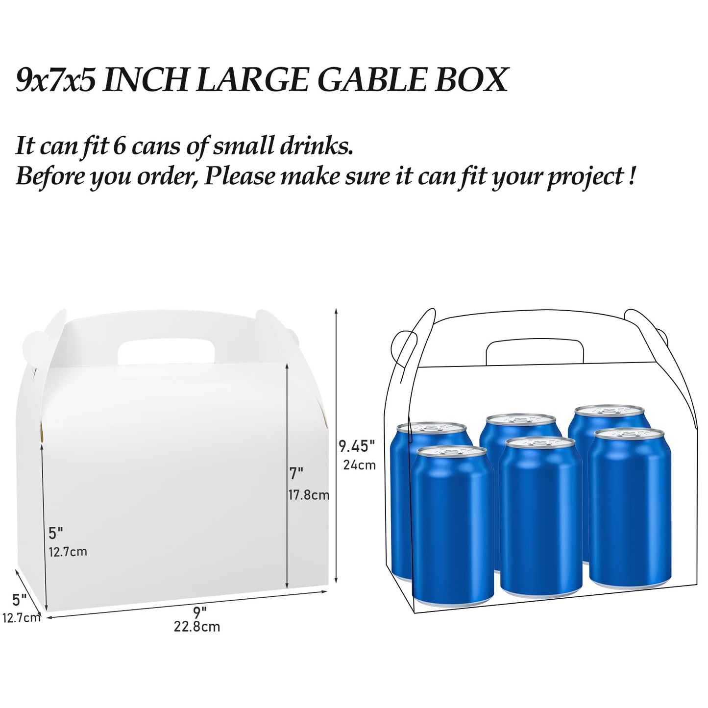 Oletx 30Pcs 9 Inch Large Gable Gift Boxes, White Party Favor Treat Boxes, Lunch Box with Handles for Birthday Babyshower Wedding Activity Picnic